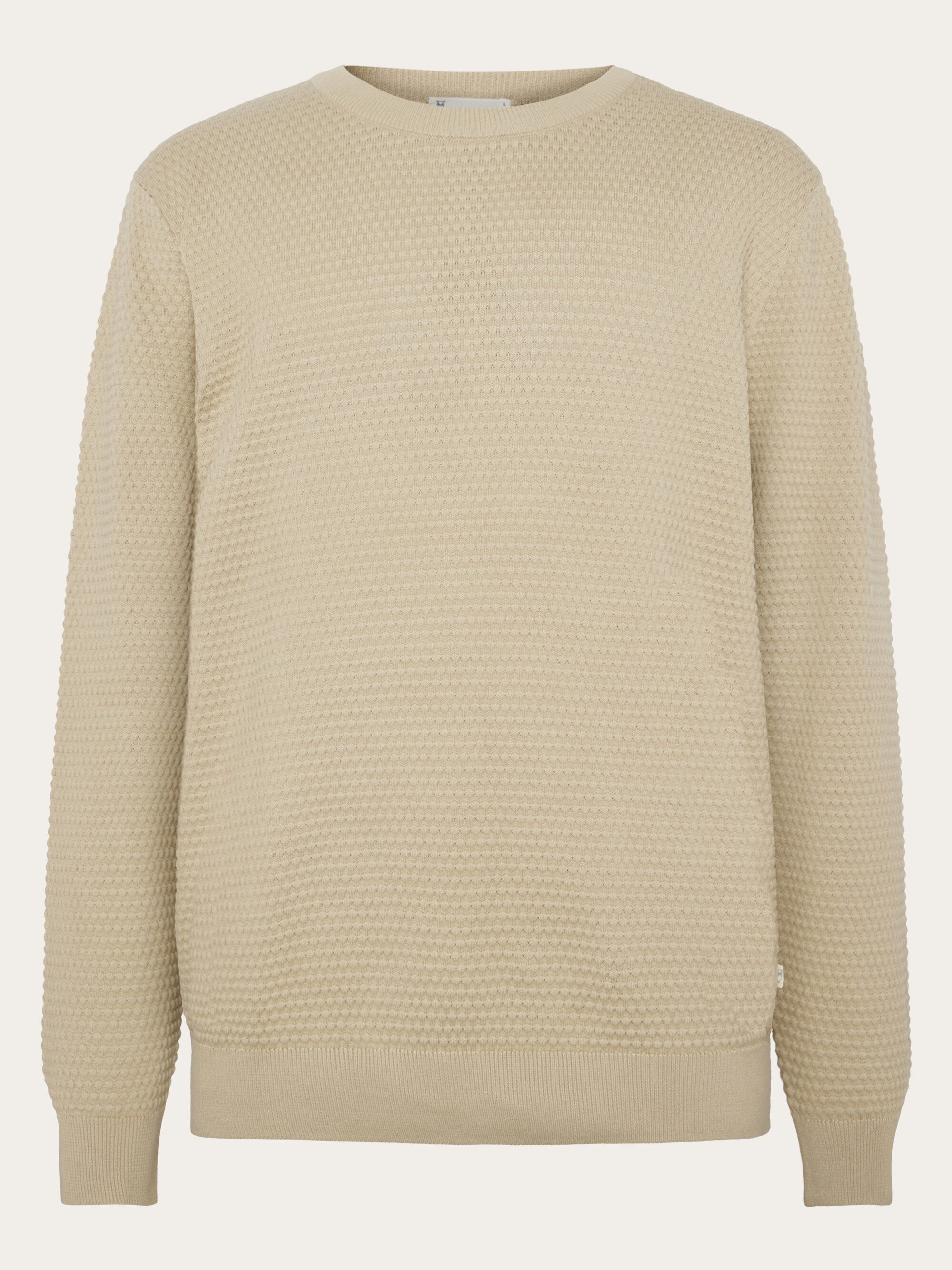 KnowledgeCotton Apparel men vegan Knit Sweater Vagn Bubble Crew Neck Light Feather Grey