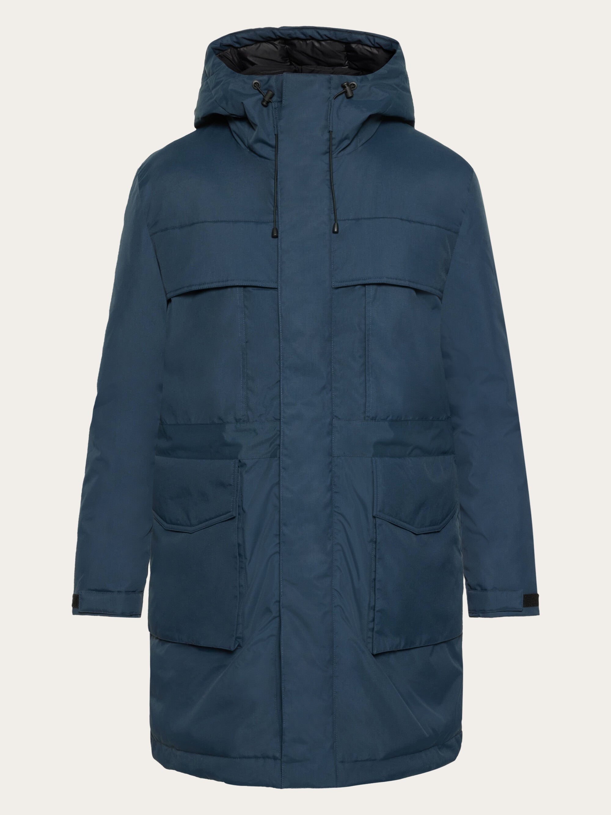 KnowledgeCotton Apparel men vegan Coat Long Padded Apex Canvas Total Eclipse Navy