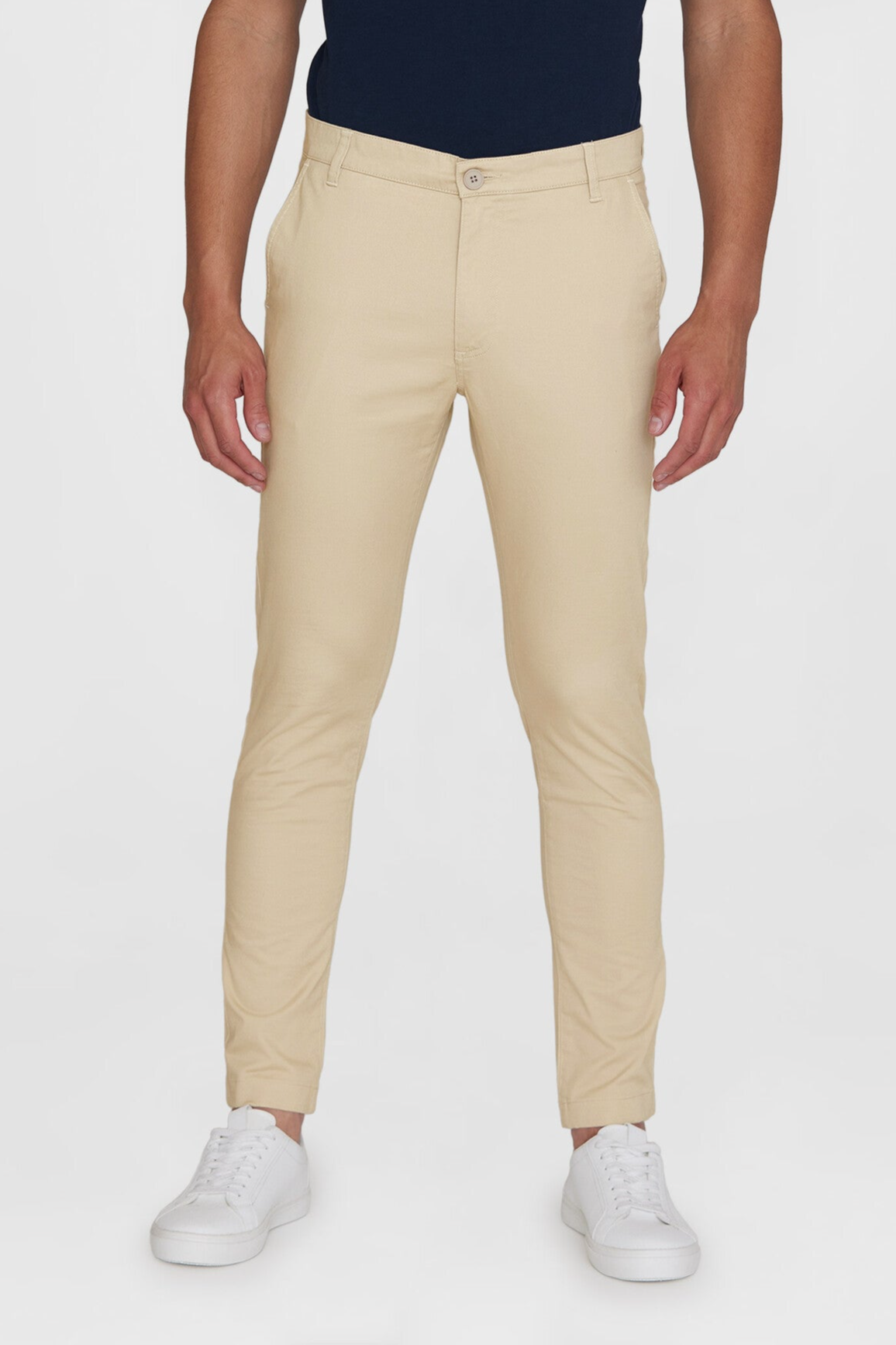 Image of KnowledgeCotton Apparel mannen vegan Chinobroek Luca Slim Twill Lichtgrijs