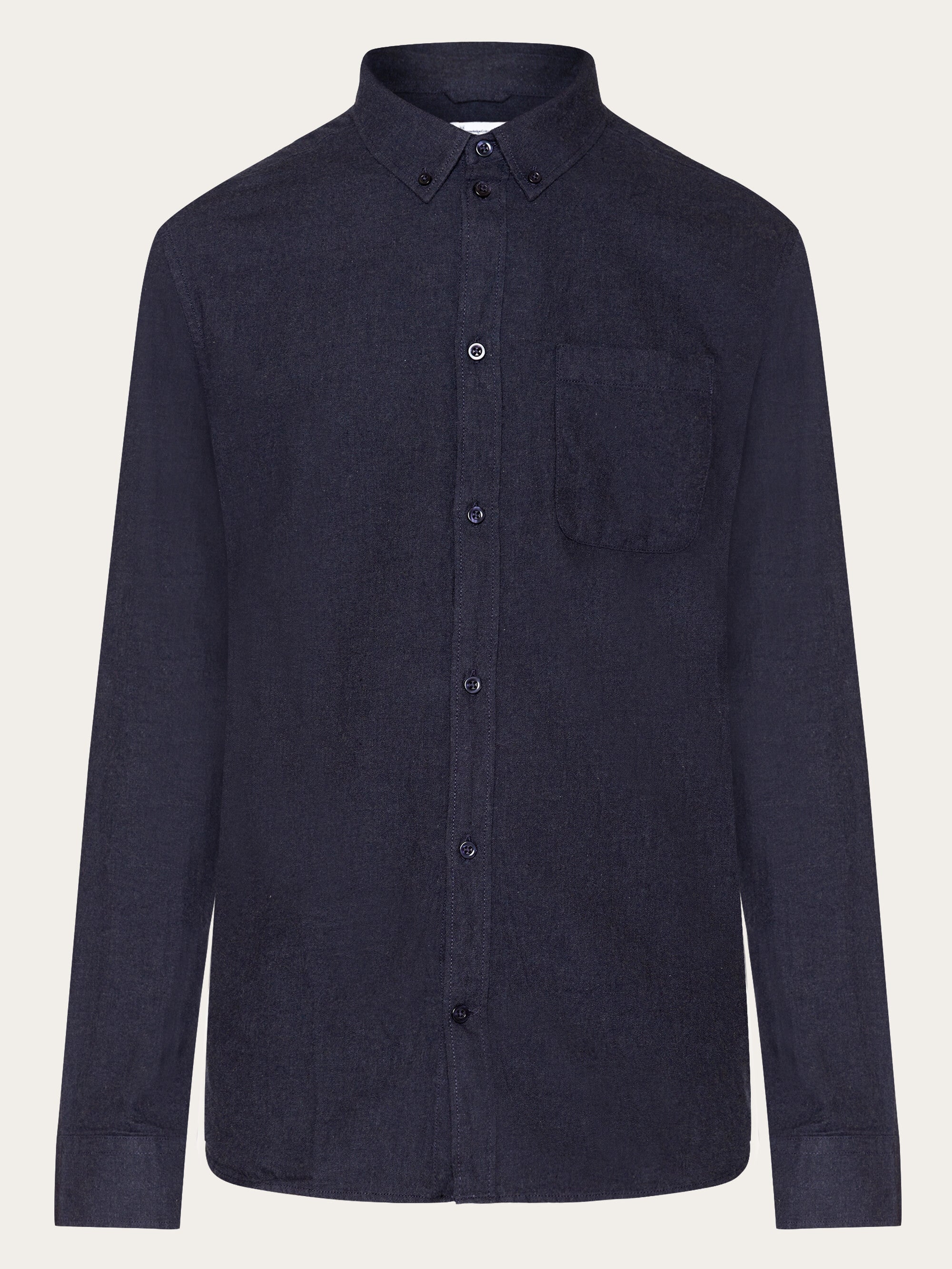 KnowledgeCotton Apparel men vegan Shirt Flannel Regular Melange Total Eclipse Navy