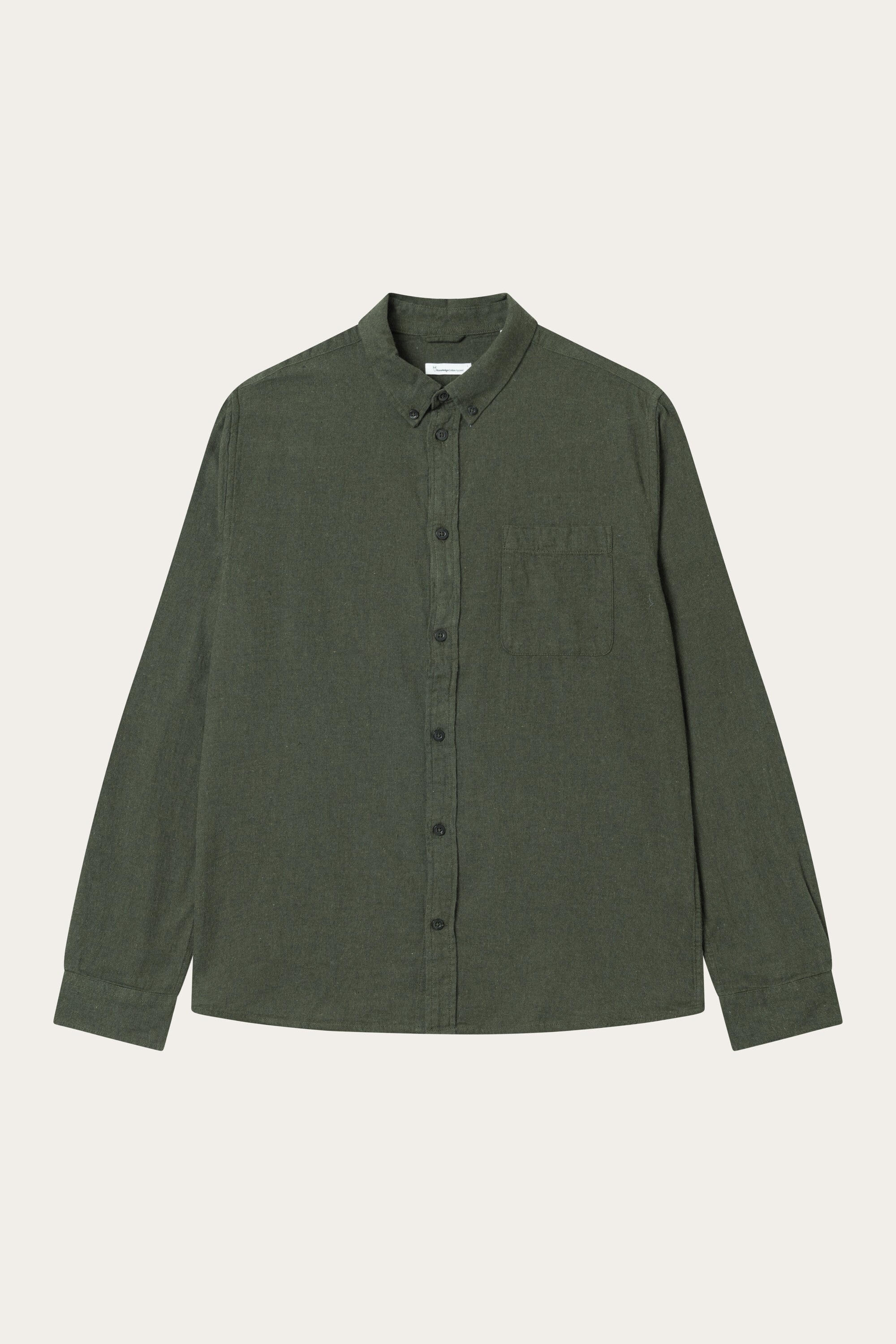 Image of KnowledgeCotton Apparel mannen vegan Overhemd Flanel Regular Melange Forrest Night Green