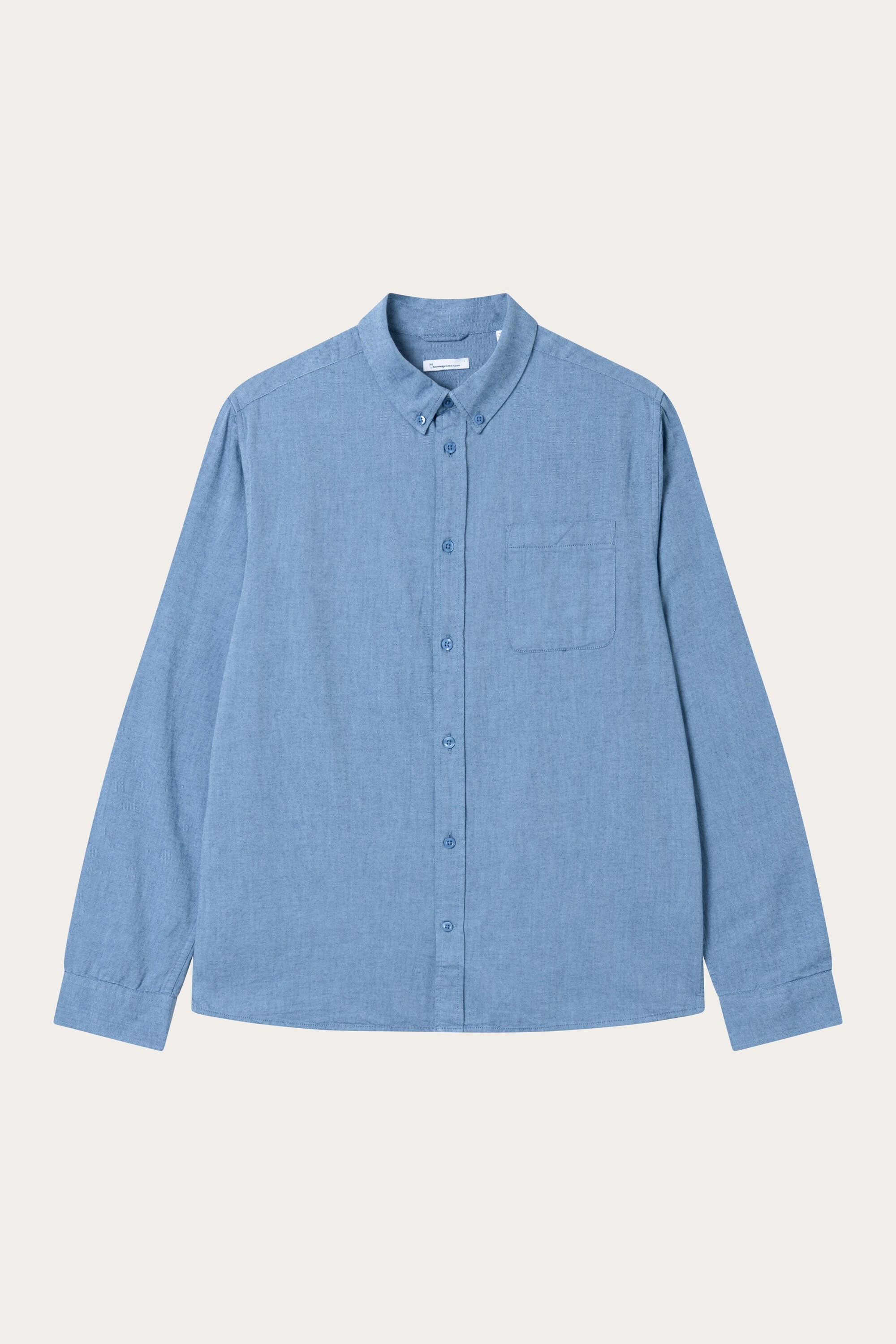 Image of KnowledgeCotton Apparel mannen vegan Overhemd Flanel Regular Melange Donker Denim