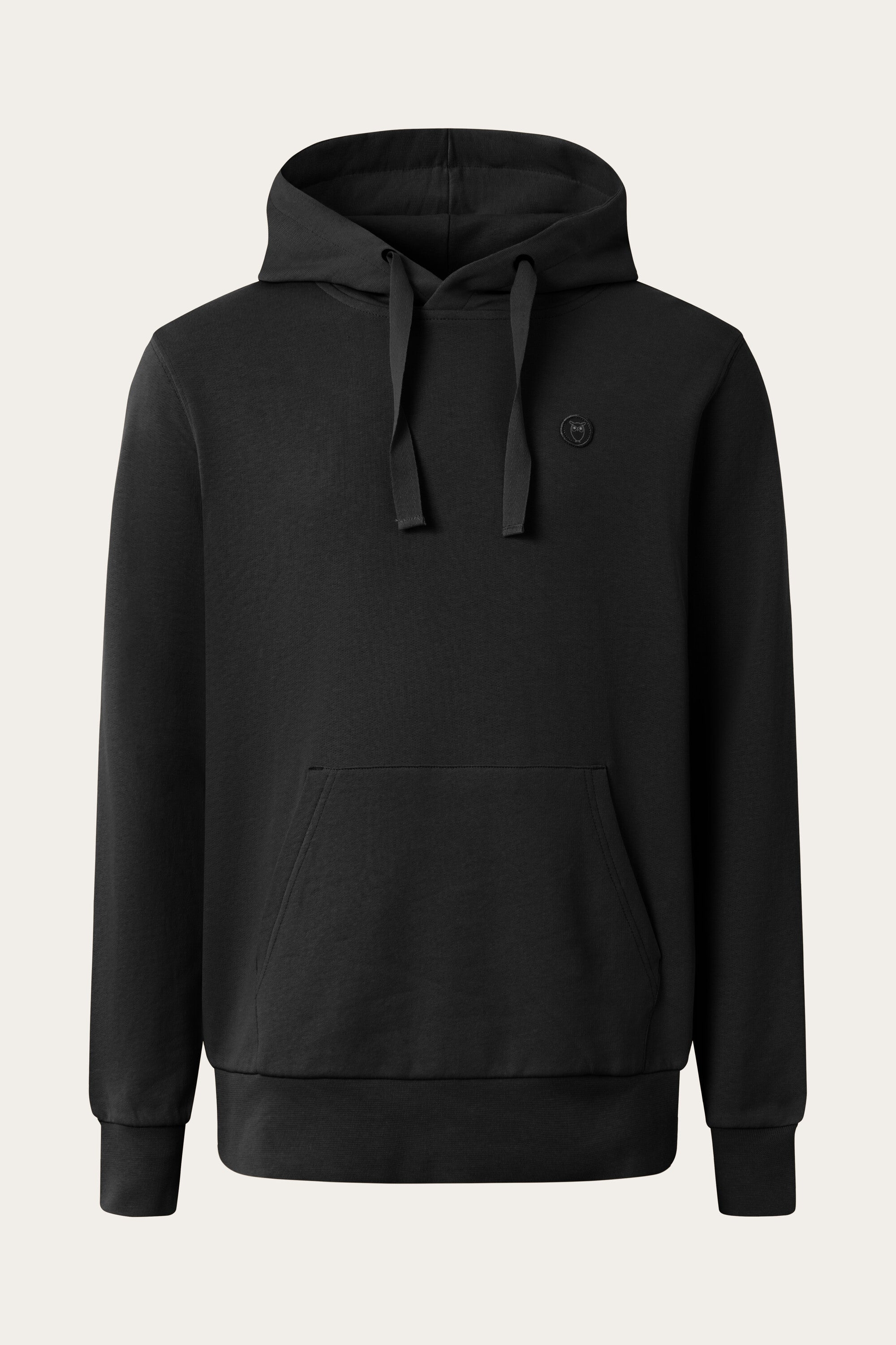 Image of KnowledgeCotton Apparel mannen vegan Hoodie Basic Badge Zwart Jet