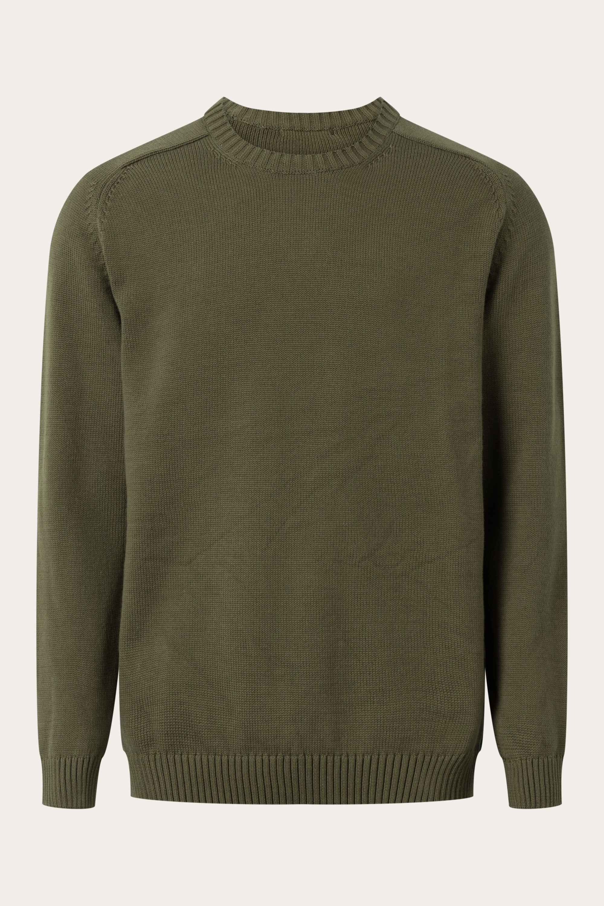 KnowledgeCotton Apparel Herren vegan Strickpullover Mit Einfarbigem Rundhalsausschnitt Dunkel-Oliv