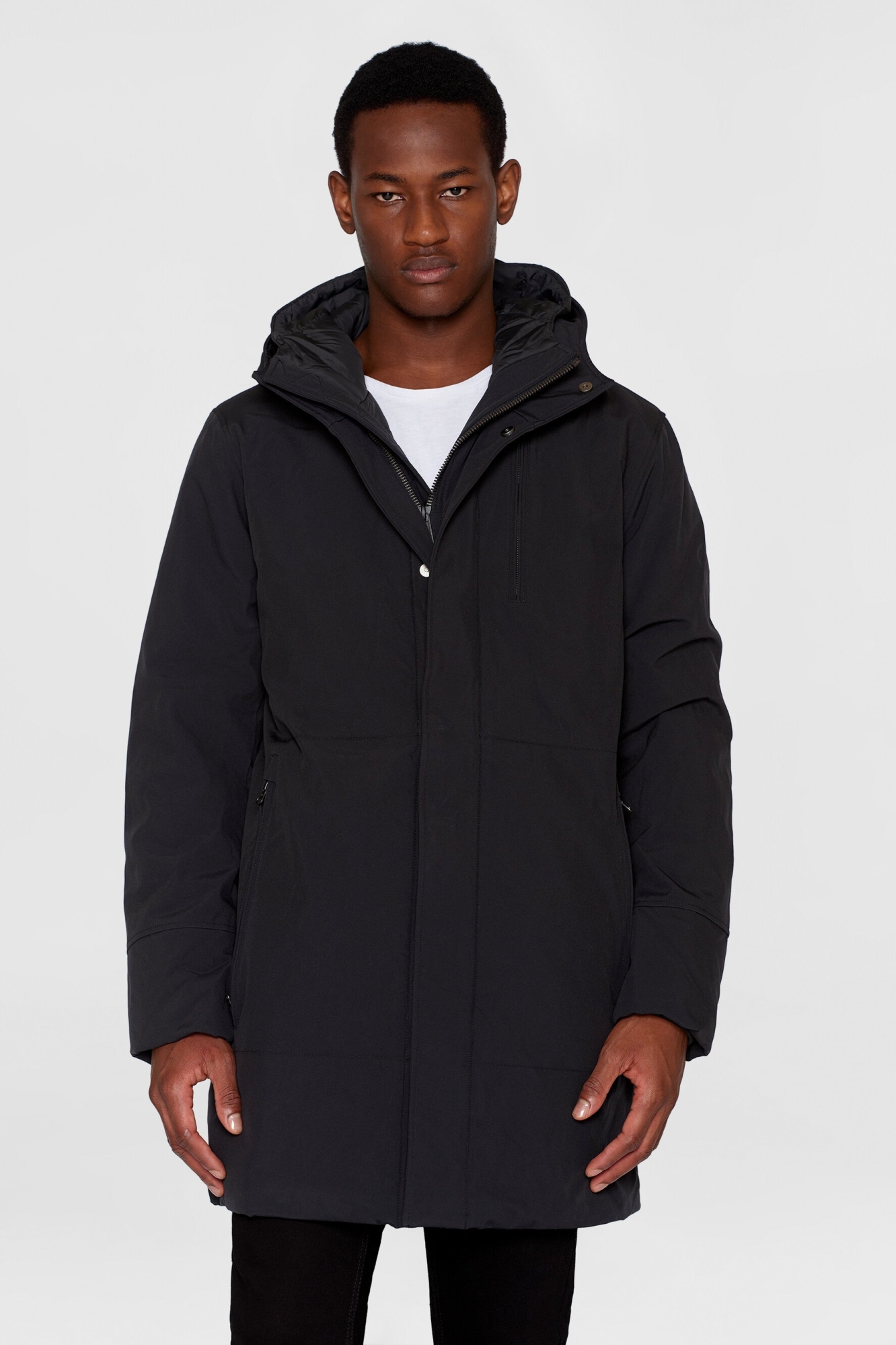 Image of KnowledgeCotton Apparel mannen vegan Jas Lang Klimaat Shell Zwart Jet