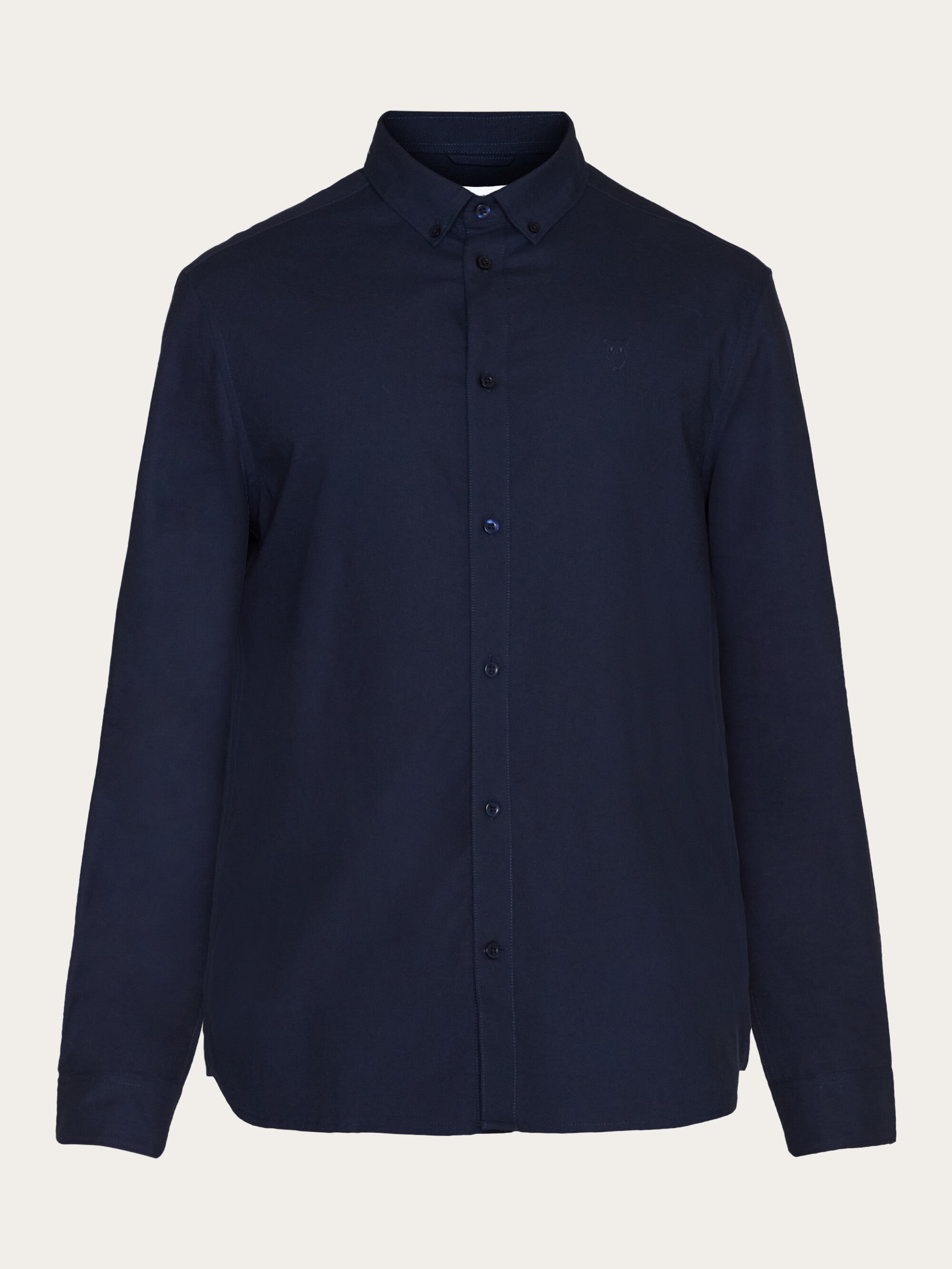 KnowledgeCotton Apparel men vegan Shirt Oxford Harald Small Owl Total Eclipse Navy