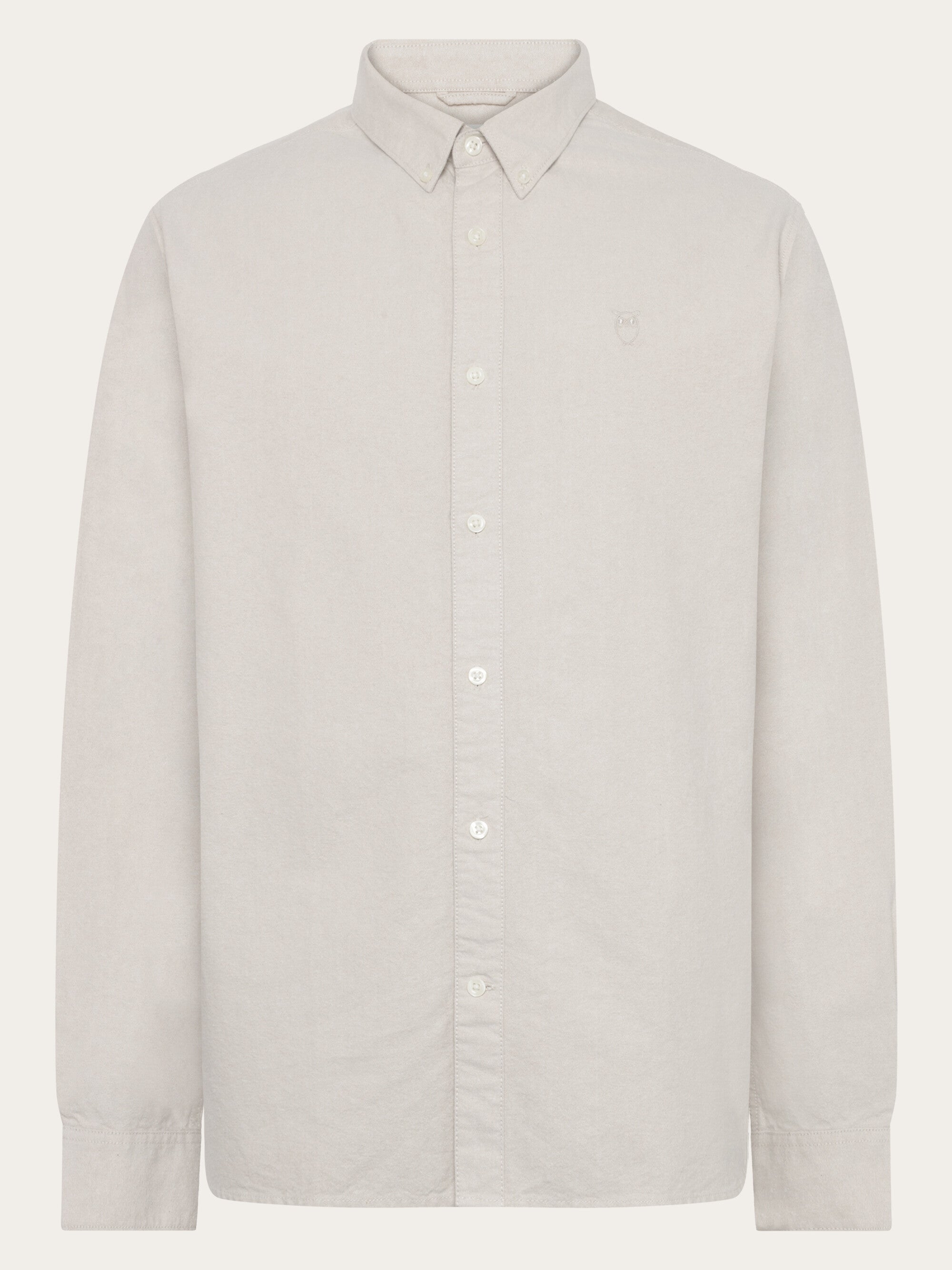 KnowledgeCotton Apparel men vegan Shirt Oxford Harald Small Owl Light Feather Gray