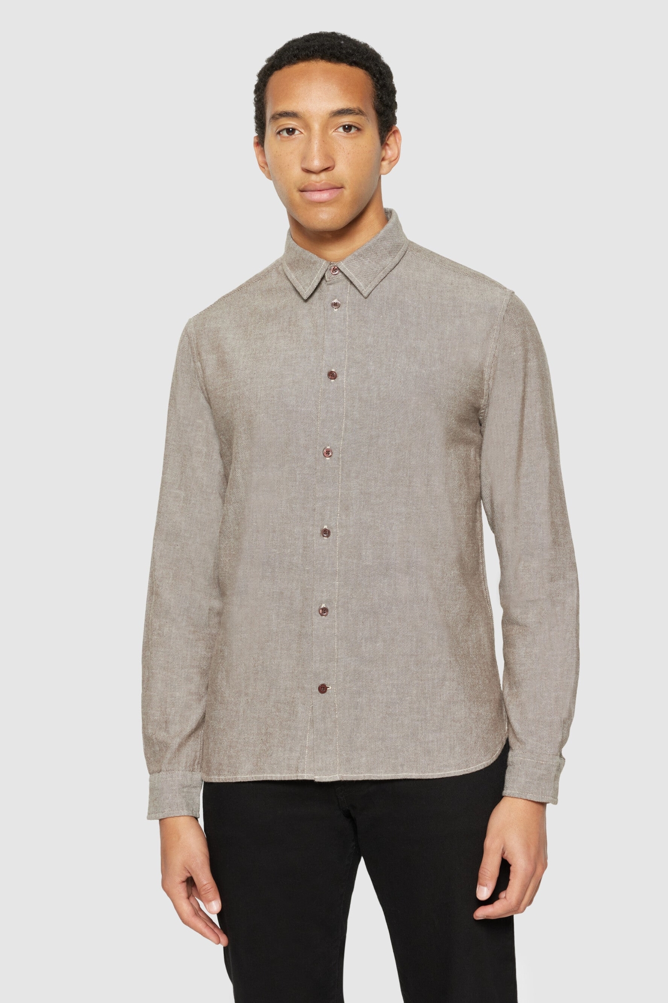 Image of KnowledgeCotton Apparel mannen vegan Shirt Flanel Dune Regular Demitasse Bruin