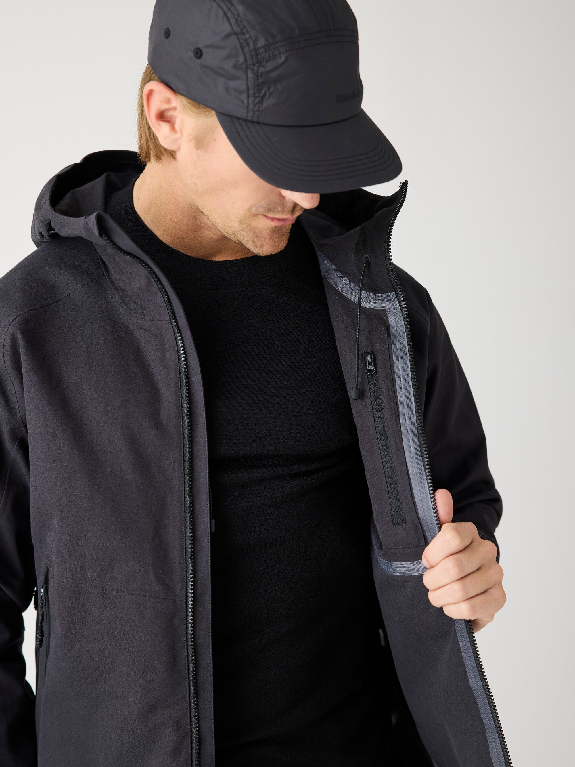 KnowledgeCotton Apparel men vegan Jacket Vent Canvas Shell 270 Black Jet