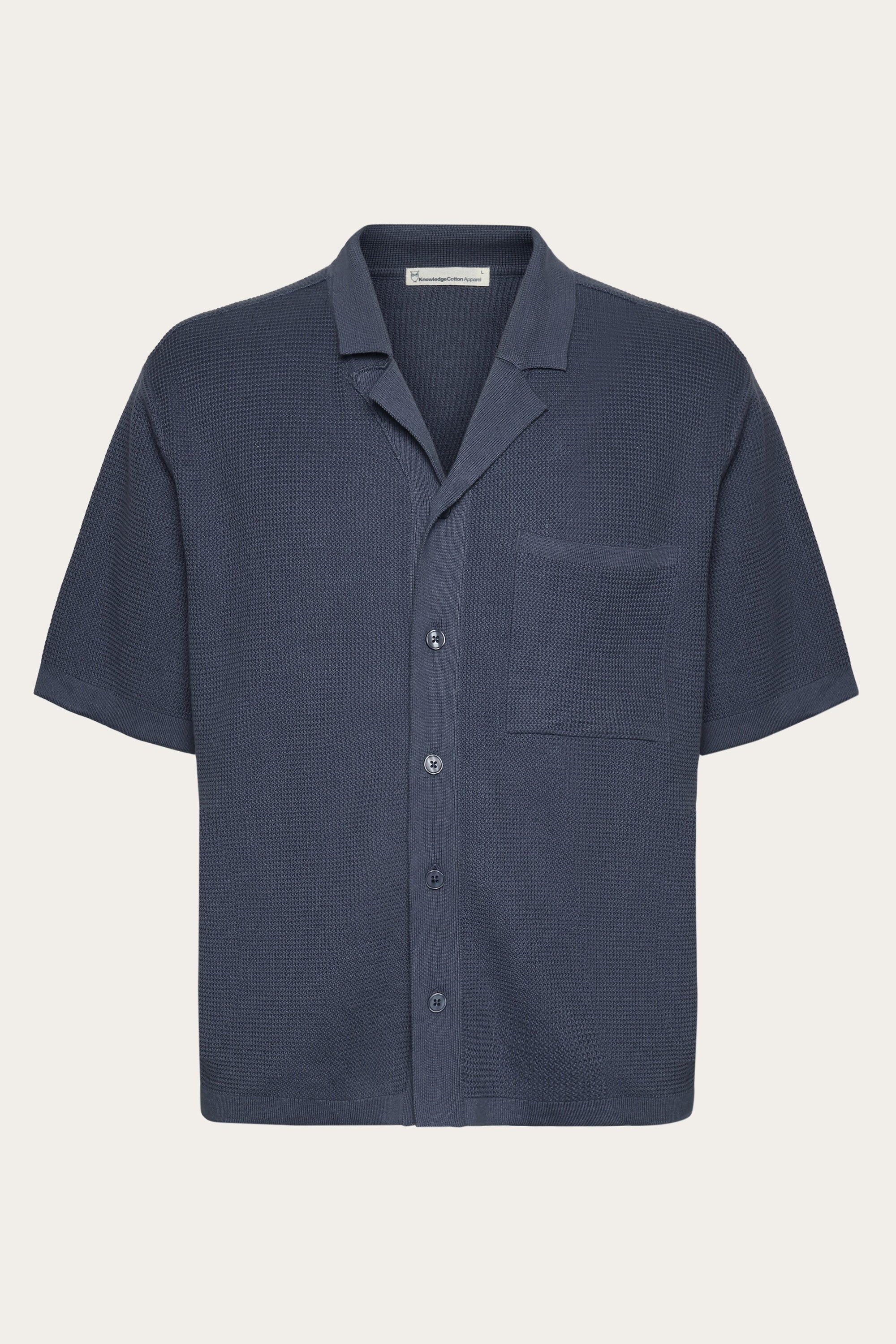 KnowledgeCotton Apparel Herren vegan Strickhemd Structured Boxy Vintage Indigo