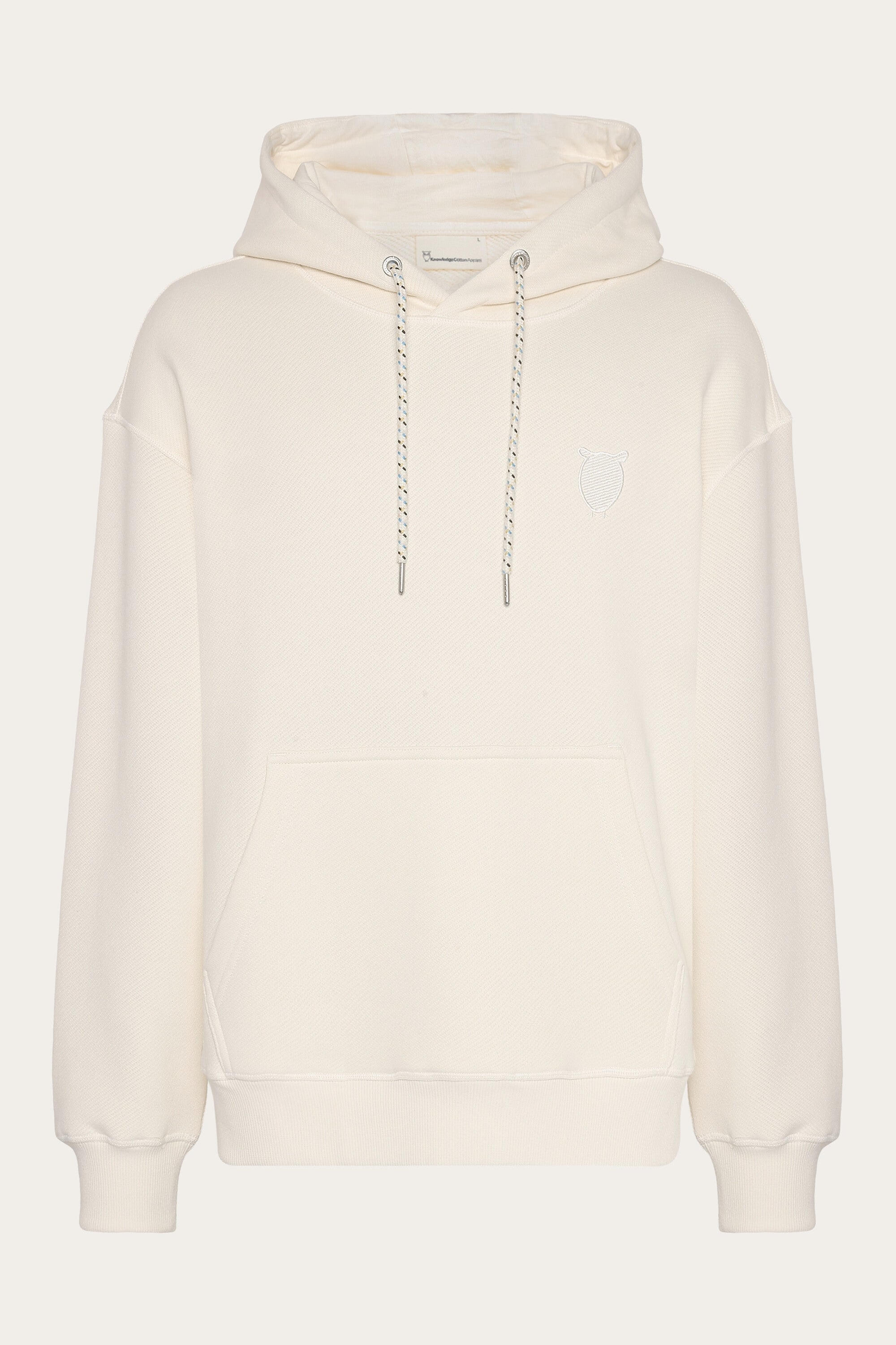 Image of KnowledgeCotton Apparel mannen vegan Hoodie Met Losse Pasvorm En Kangoeroezak, Wit.