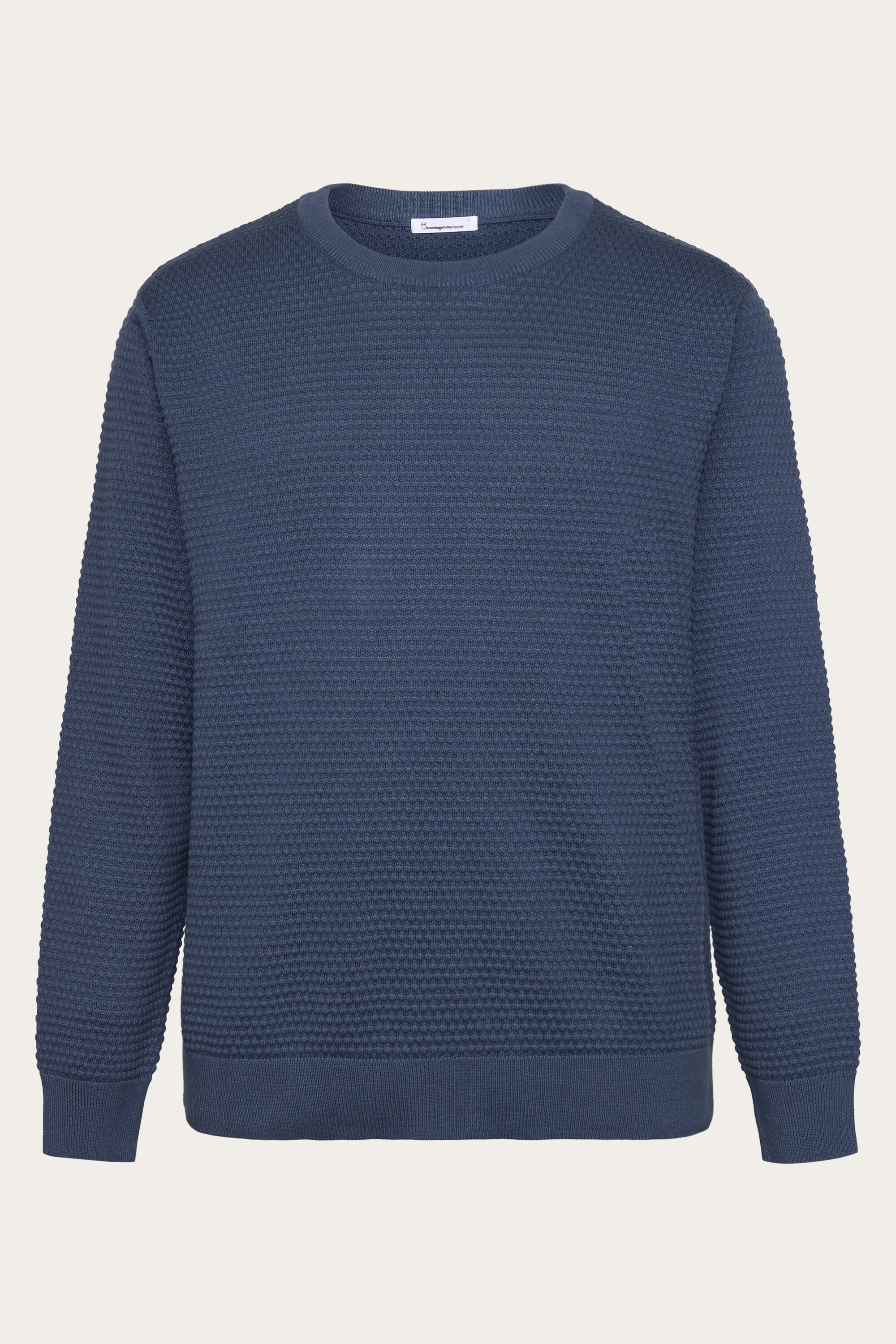 Image of KnowledgeCotton Apparel mannen vegan Gebreide Trui Vagn Bubble Ronde Hals Vintage Indigo