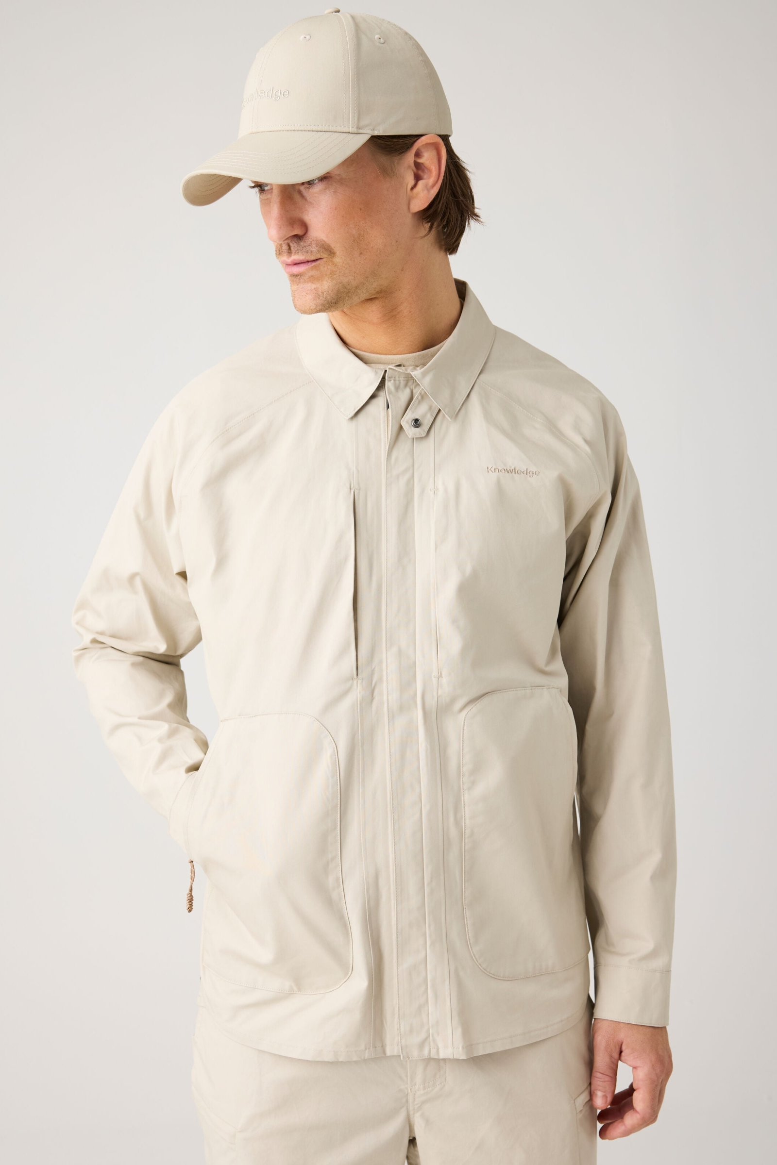 Image of KnowledgeCotton Apparel mannen vegan Jas Vent Canvas 200 Licht Verengrijs