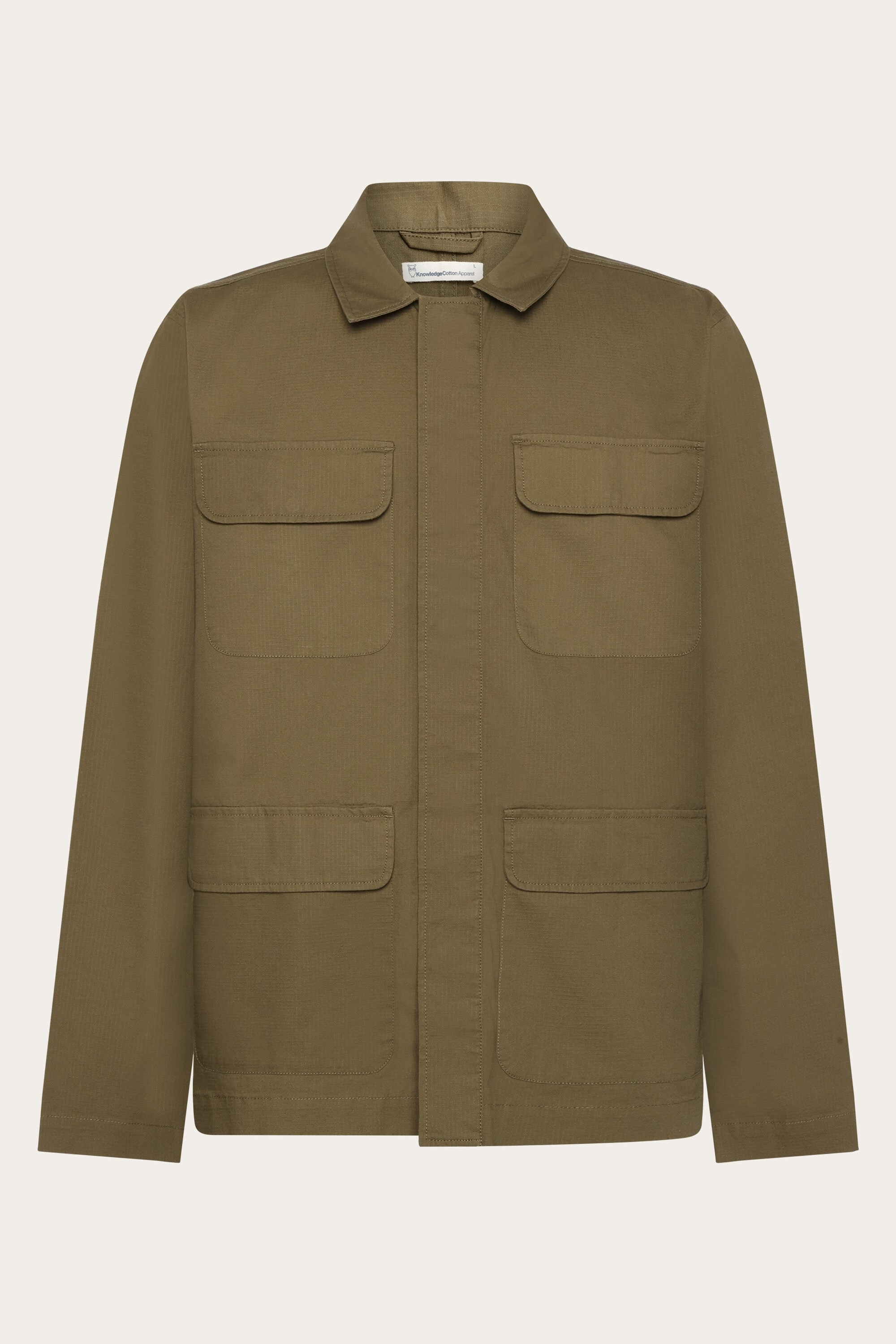 Image of KnowledgeCotton Apparel mannen vegan Overshirt Ripstop Burned Olive