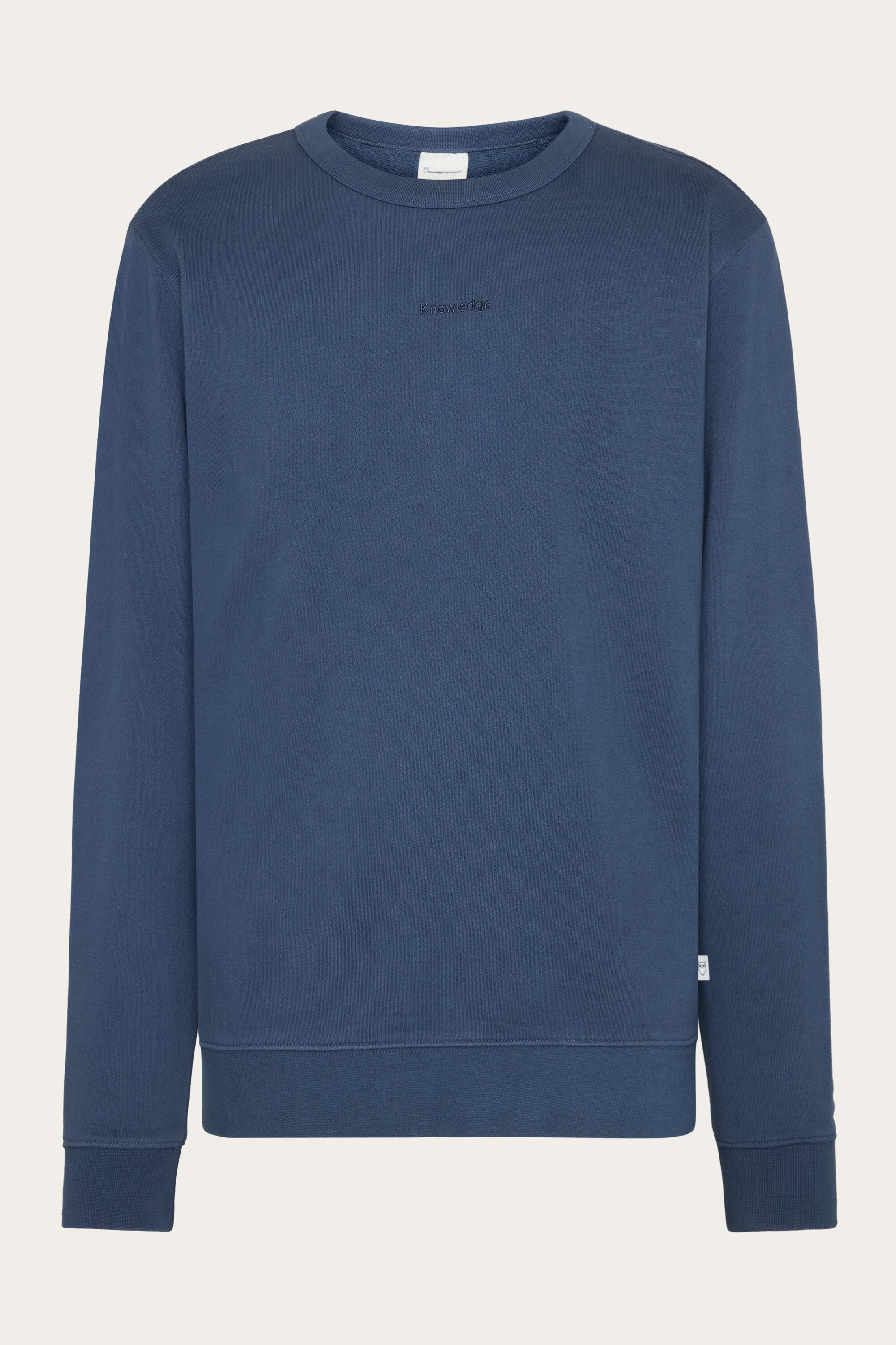 KnowledgeCotton Apparel Herren vegan Sweatshirt Stickerei Rundhalsausschnitt Vintage Indigo