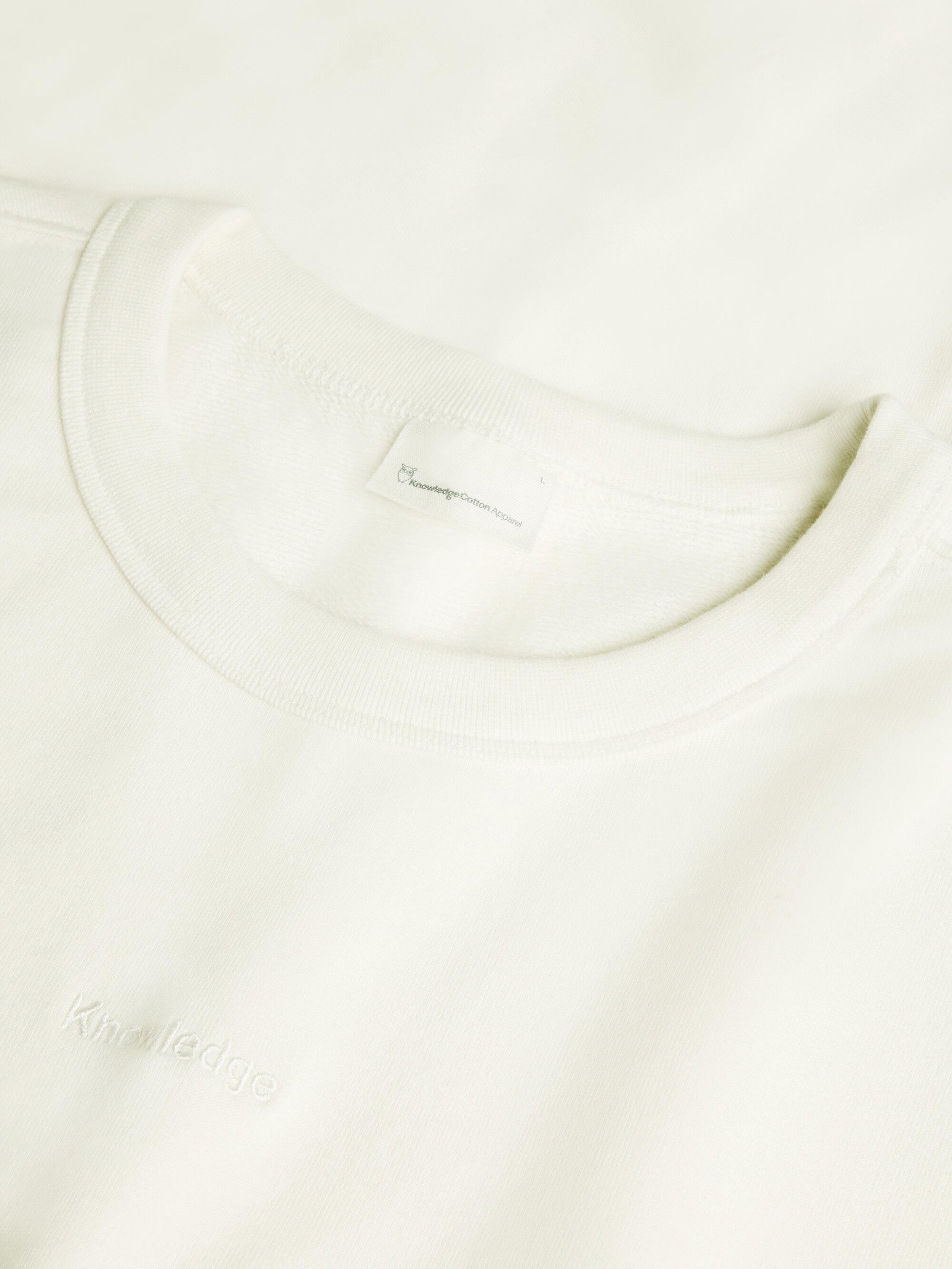 107044 - Herren vegan Sweatshirt Stickerei Rundhalsausschnitt Reiher Weiß 107044 - Herren vegan Sweatshirt Stickerei Rundhalsausschnitt Reiher Weiß