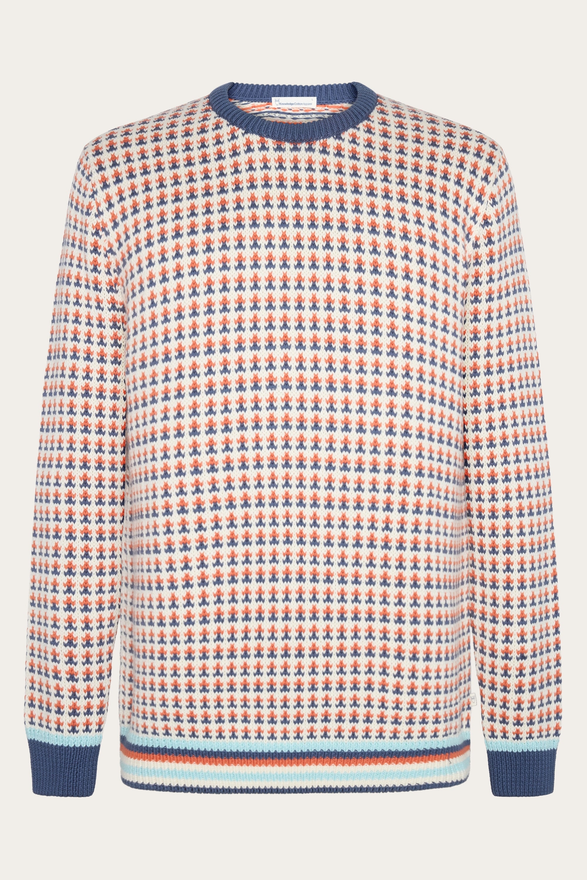 Image of KnowledgeCotton Apparel mannen vegan Gebreide Trui Met Ronde Hals En Veelkleurige Strepen