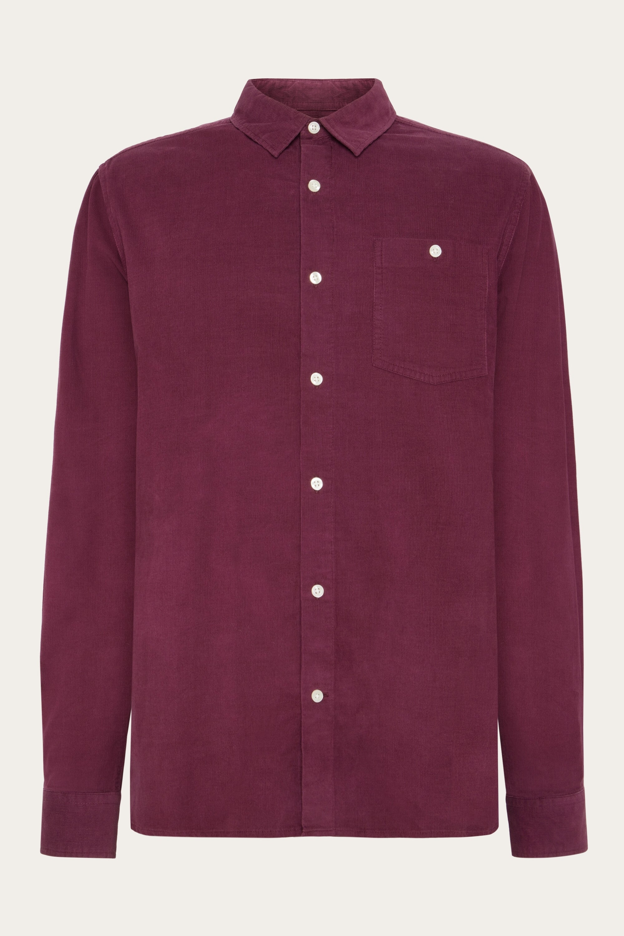 KnowledgeCotton Apparel Herren vegan Hemd Corduroy Regular Fig Maroon