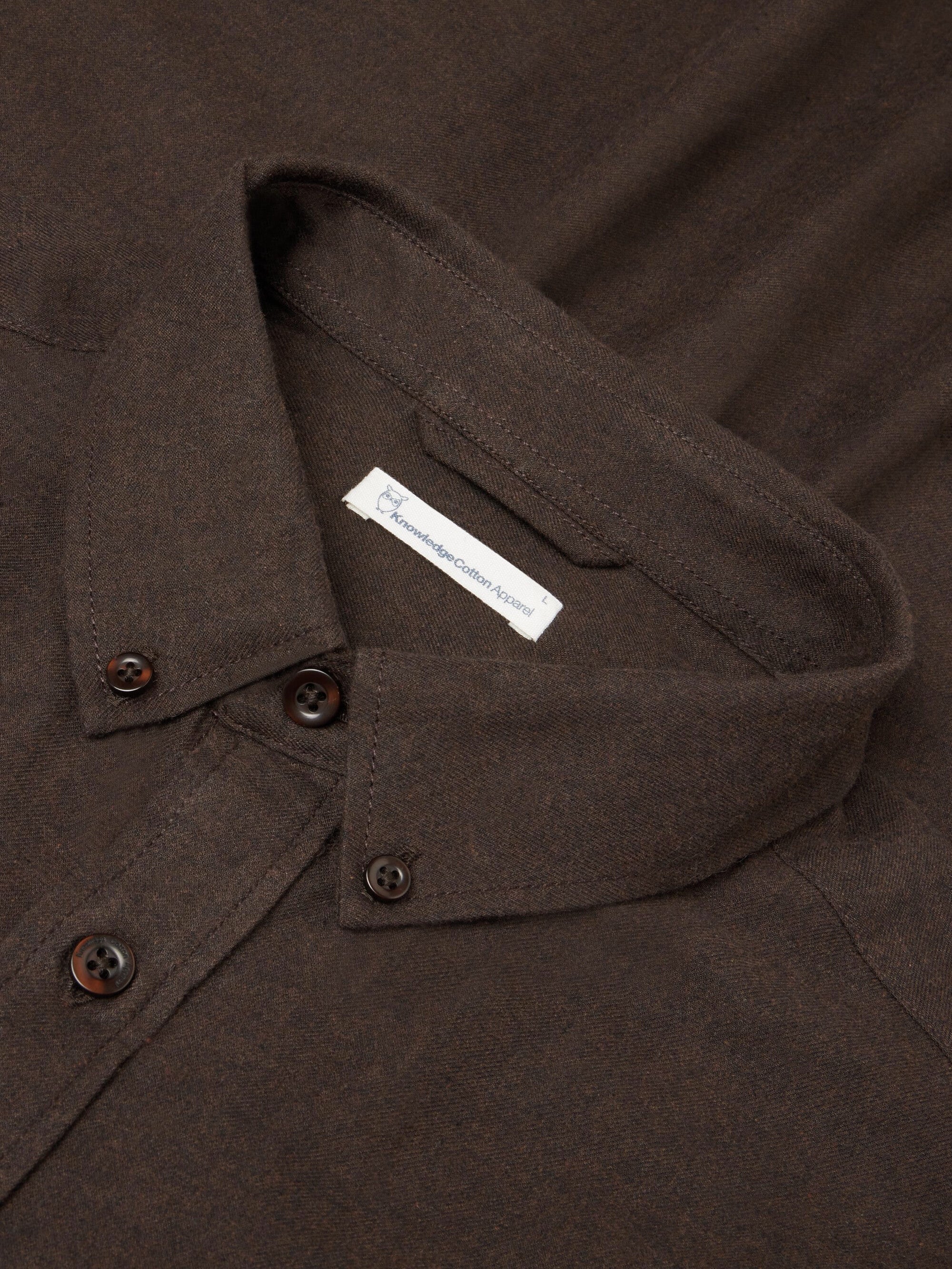 KnowledgeCotton Apparel men vegan Shirt Flannel Regular Melange Chocolate Torte
