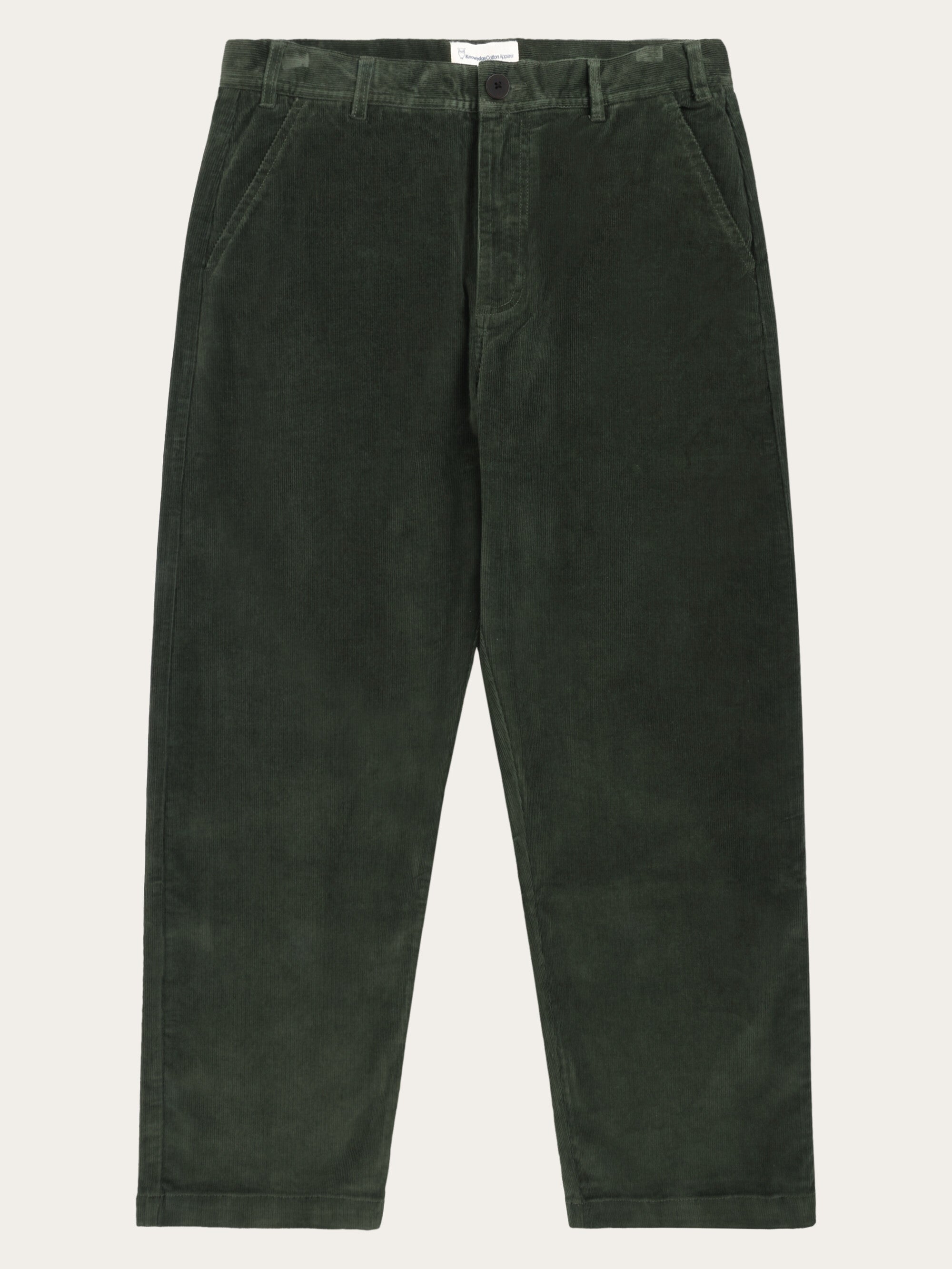 KnowledgeCotton Apparel Chino Pants Flint Wide Corduroy Forrest Night Green