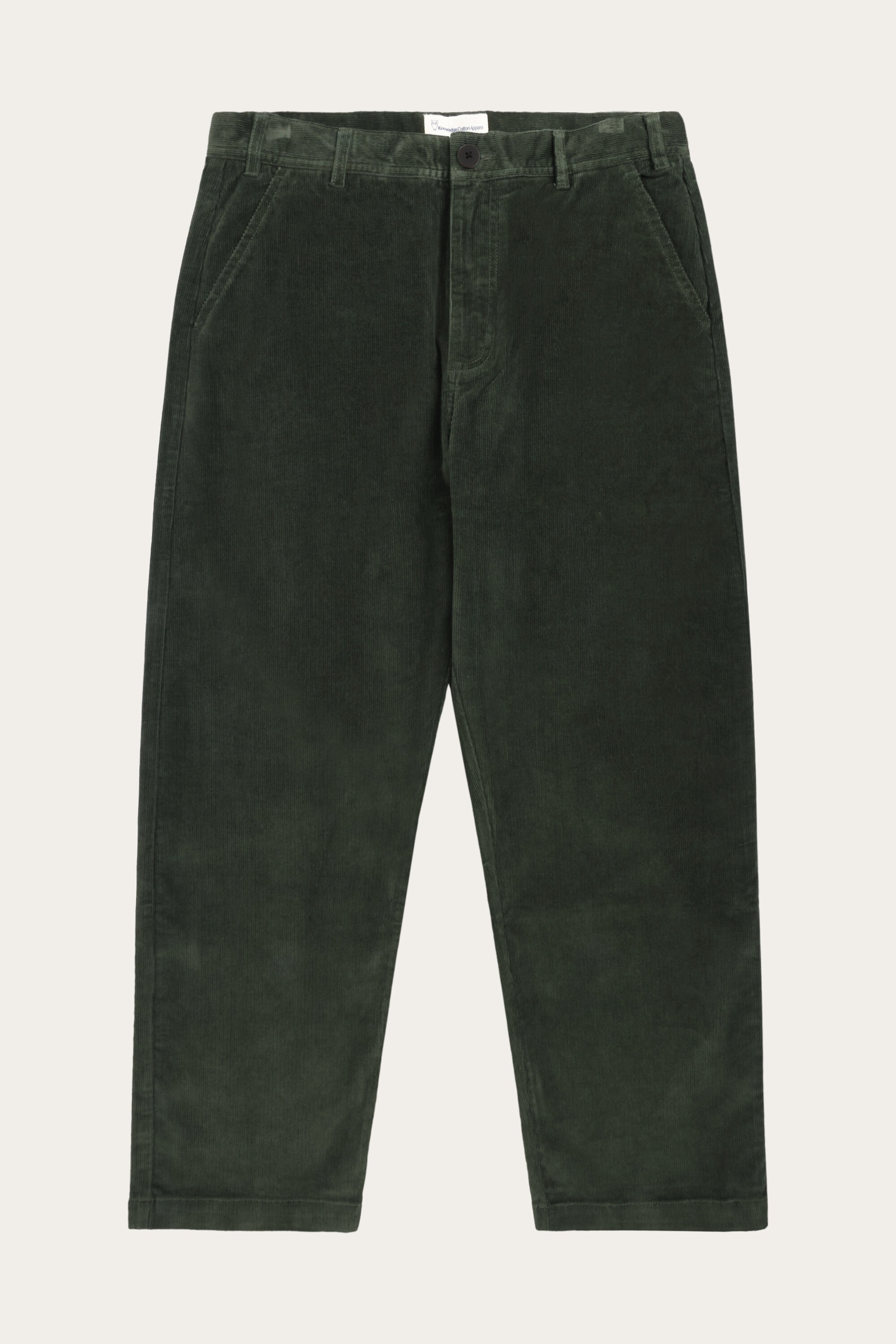 KnowledgeCotton Apparel Herren vegan Chino-Hose Flint Wide Corduroy Forrest Night Green