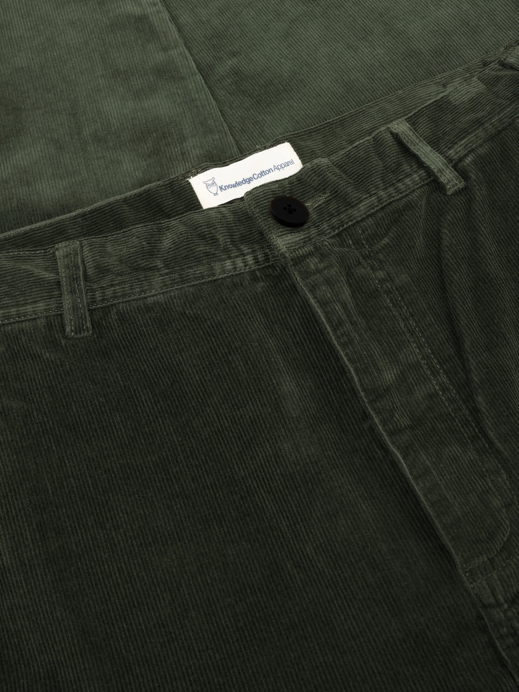 KnowledgeCotton Apparel Chino Pants Flint Wide Corduroy Forrest Night Green