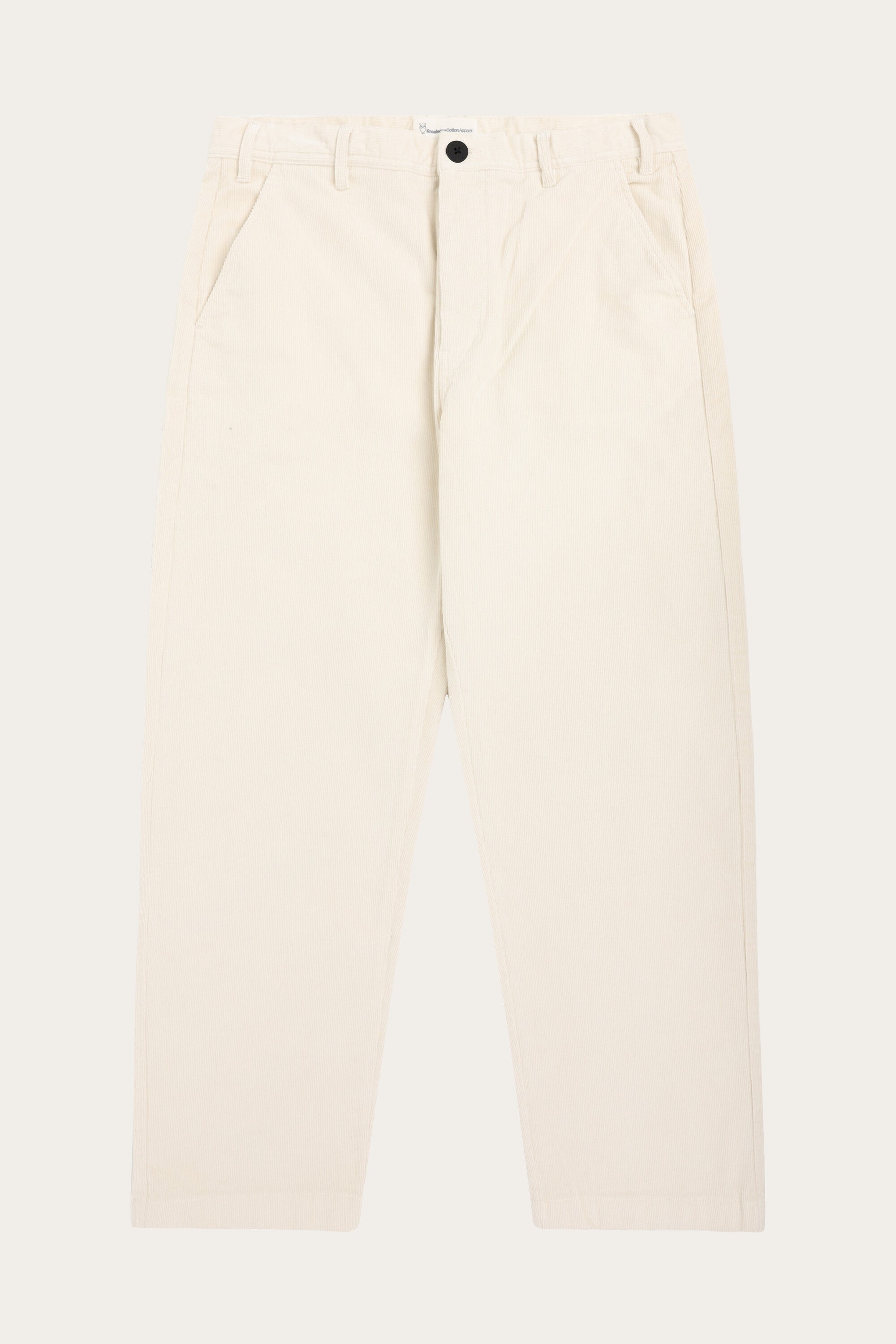 KnowledgeCotton Apparel Herren vegan Chino-Hose Flint Wide Corduroy Egret WeiÃŸ