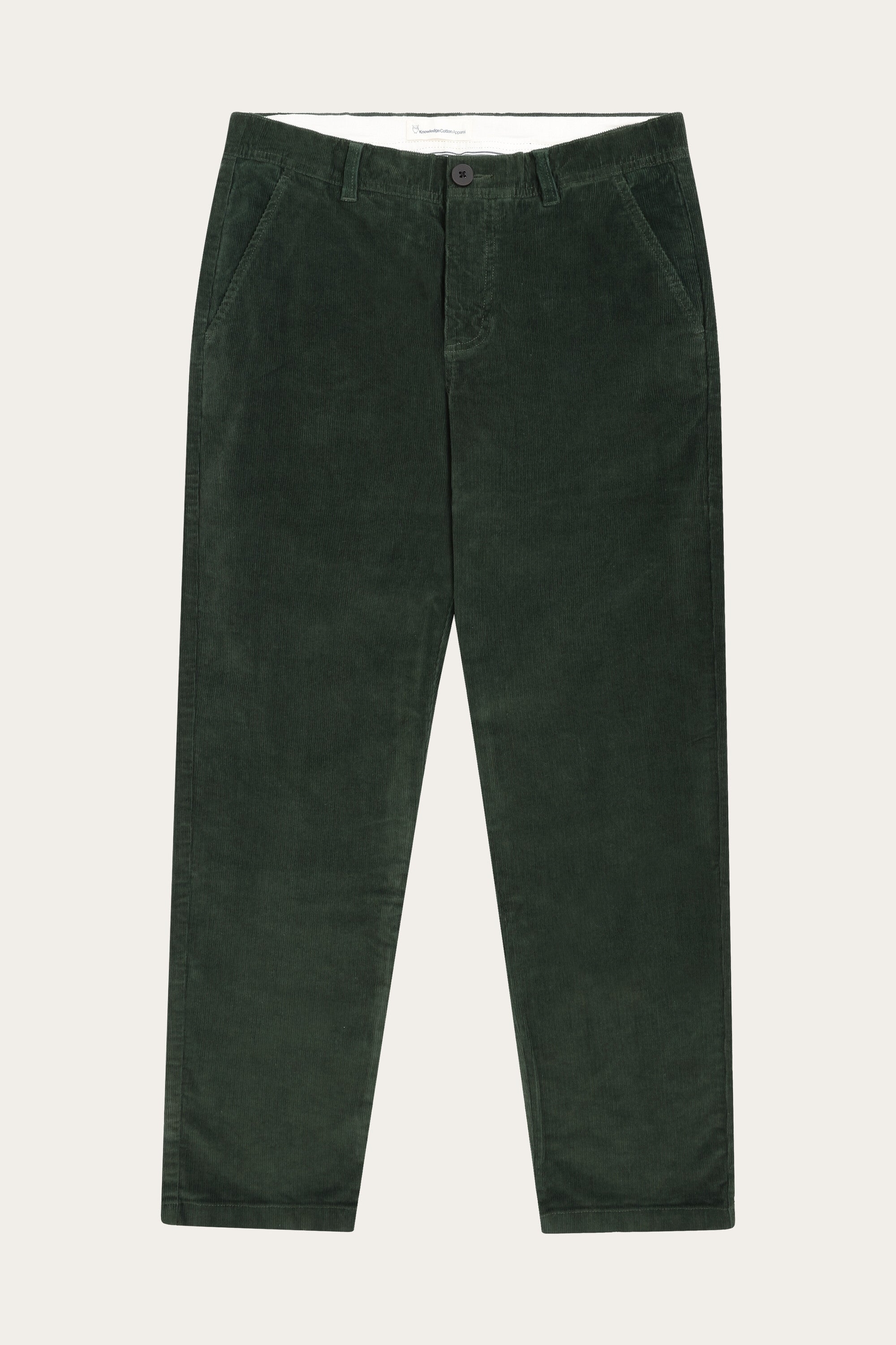 KnowledgeCotton Apparel Herren vegan Hose Corduroy Chuck Regular Forrest Night Green