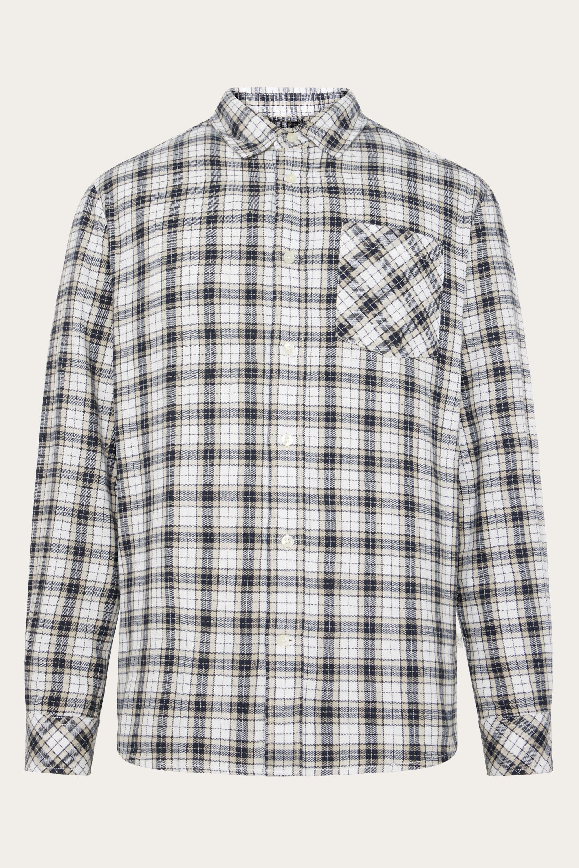 KnowledgeCotton Apparel Herren vegan Hemd Flanell Kariert Blau