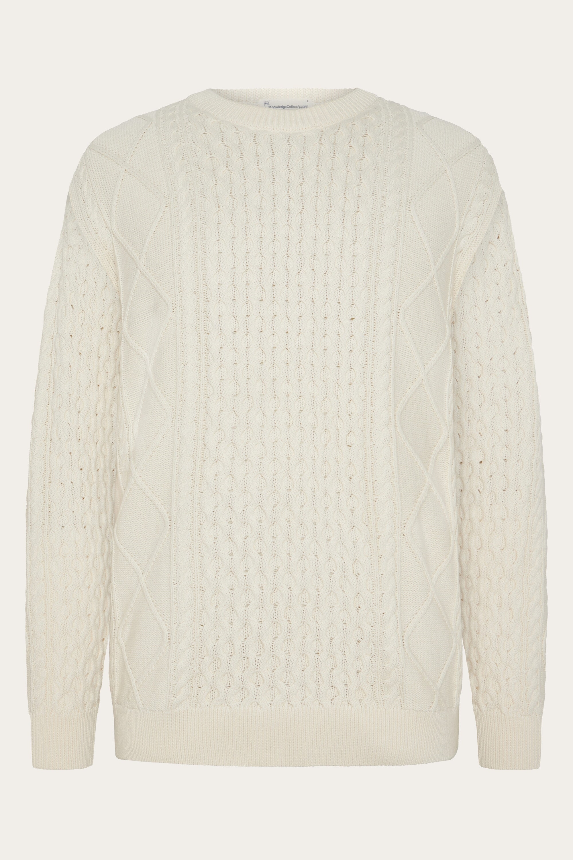 KnowledgeCotton Apparel Herren vegan Strickpullover Kabelreiher WeiÃŸ