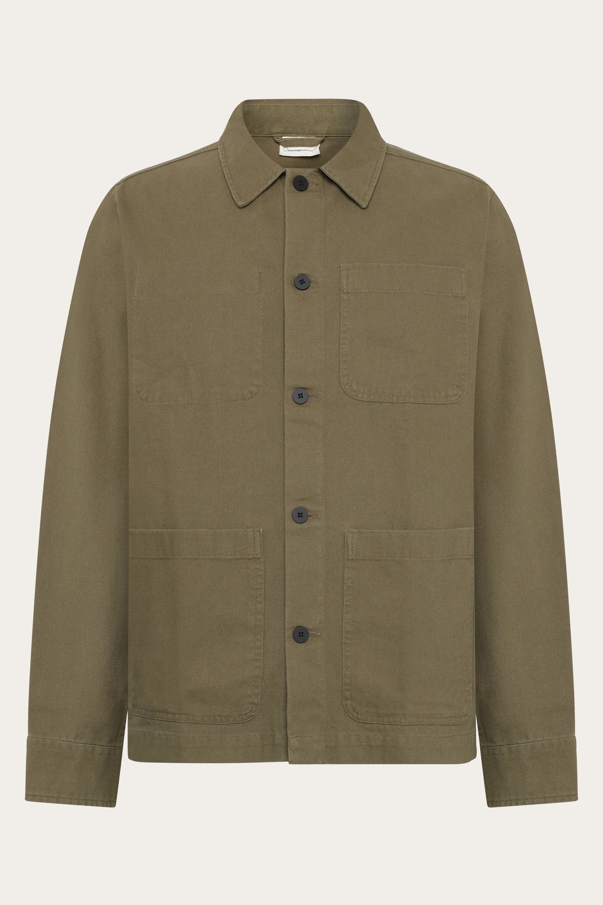 Image of KnowledgeCotton Apparel mannen vegan Overshirt Canvas Burned Olive