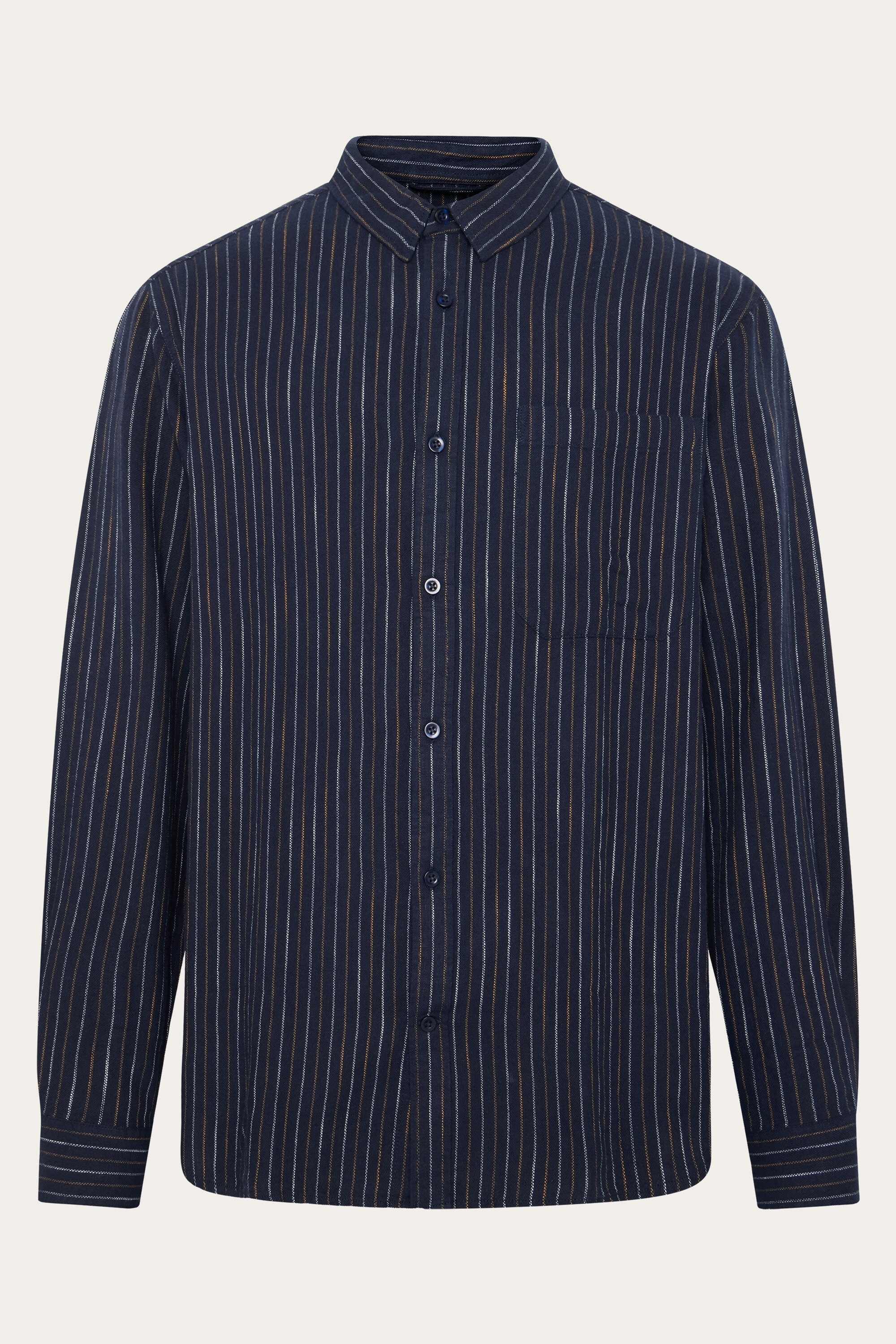 KnowledgeCotton Apparel Herren vegan Hemd Gestreift Blau