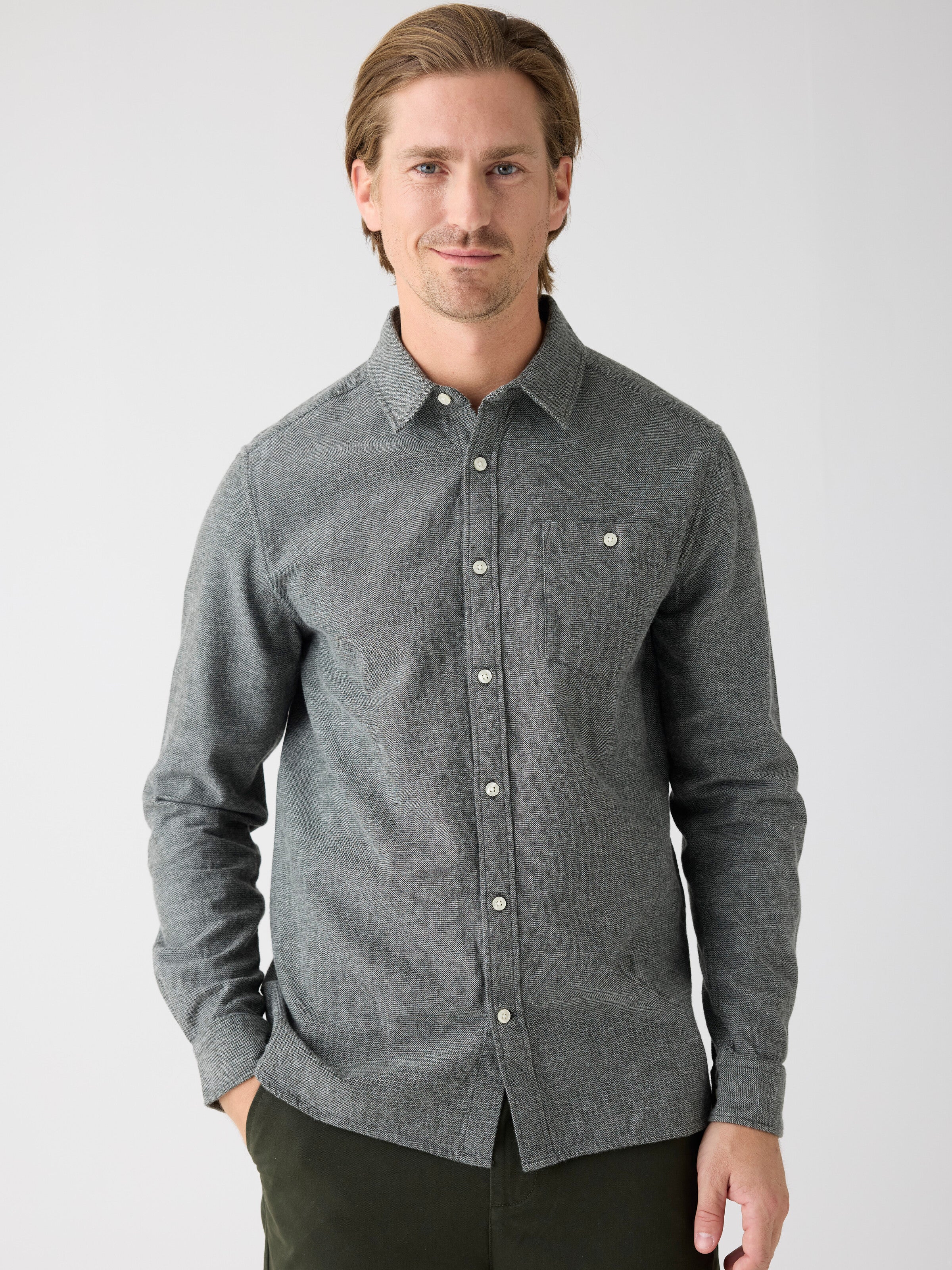 KnowledgeCotton Apparel men vegan Shirt Flannel Forrest Night Green/Grey