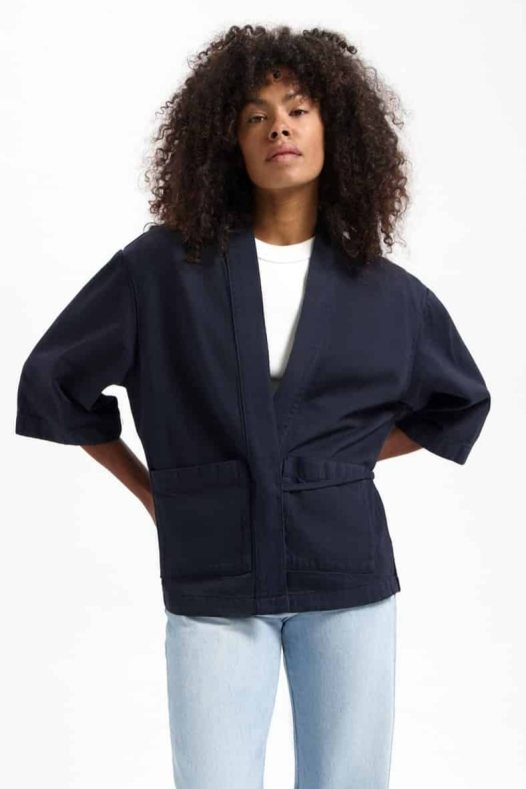 Kuyichi Damen vegan Jacke Kimono Noah Blau