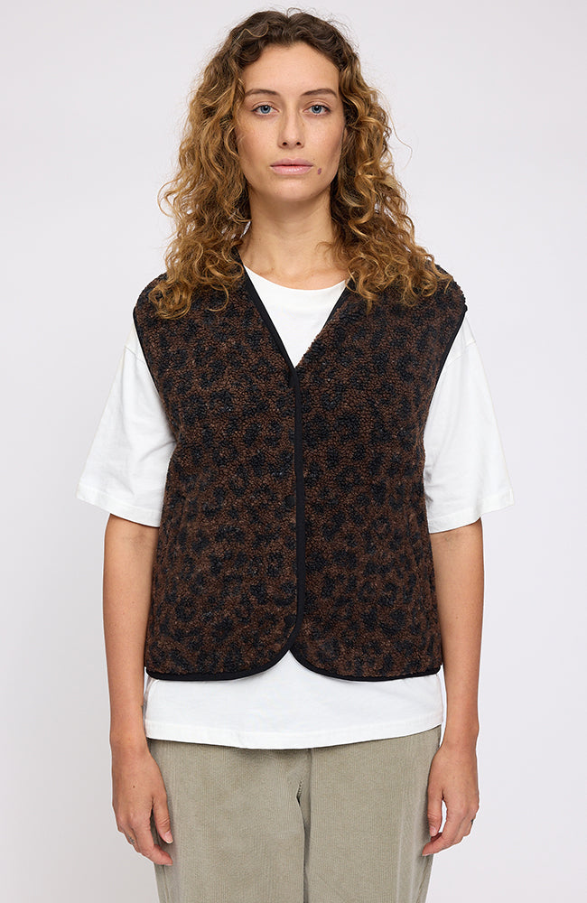 Mazine womens vegan Vest Sherpa Printed Brown