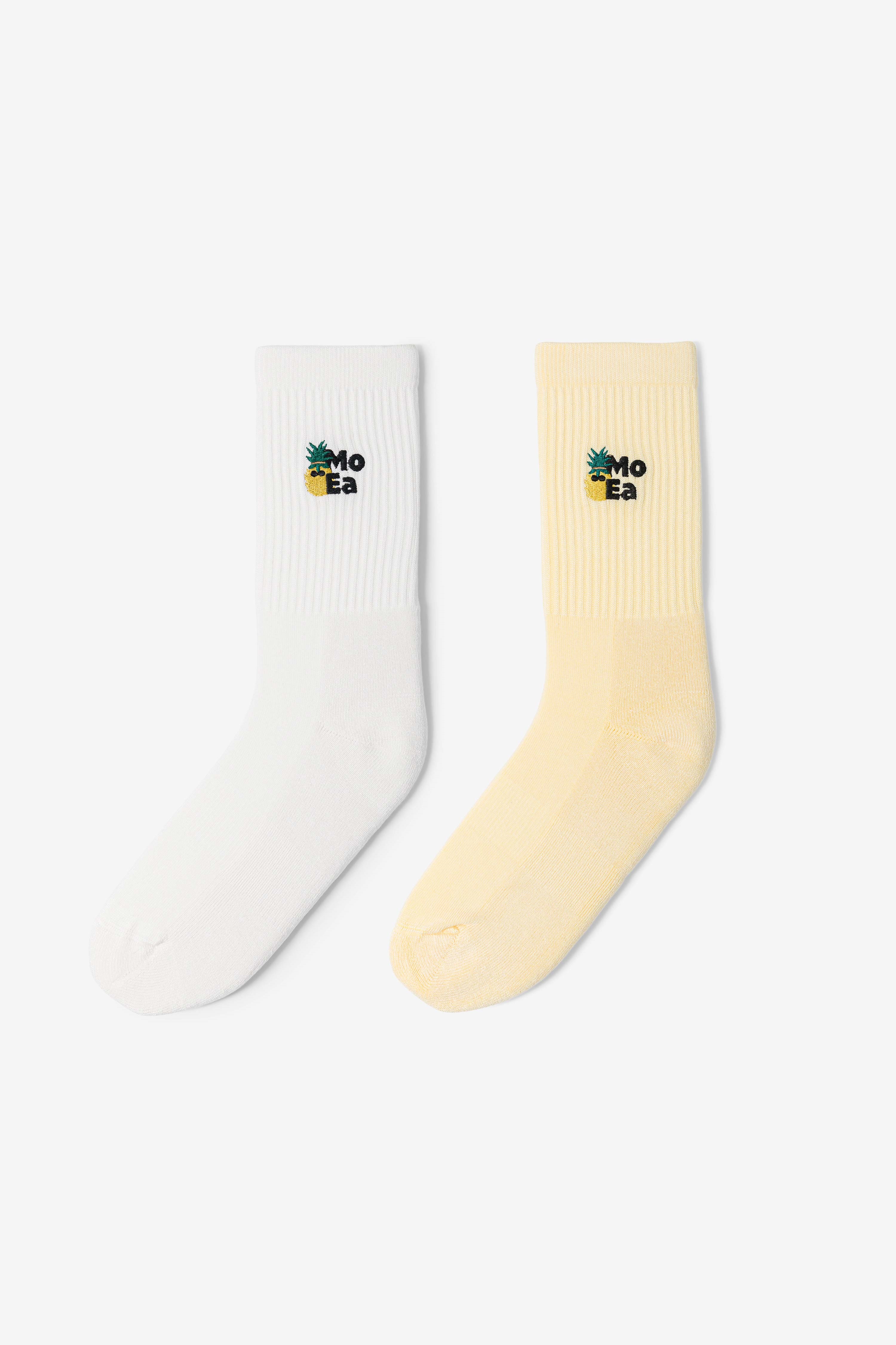 MoEa womens vegan Multipack 2x Socks Pineapple White/Yellow