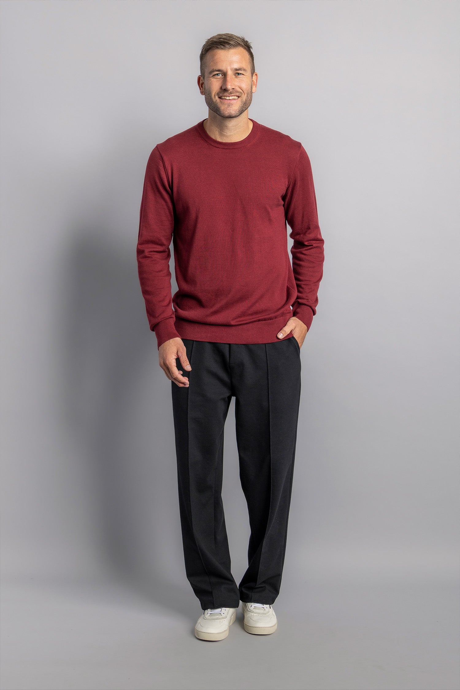 DIRTS men vegan Knit Sweater Classic Crewneck Royal Burgundy