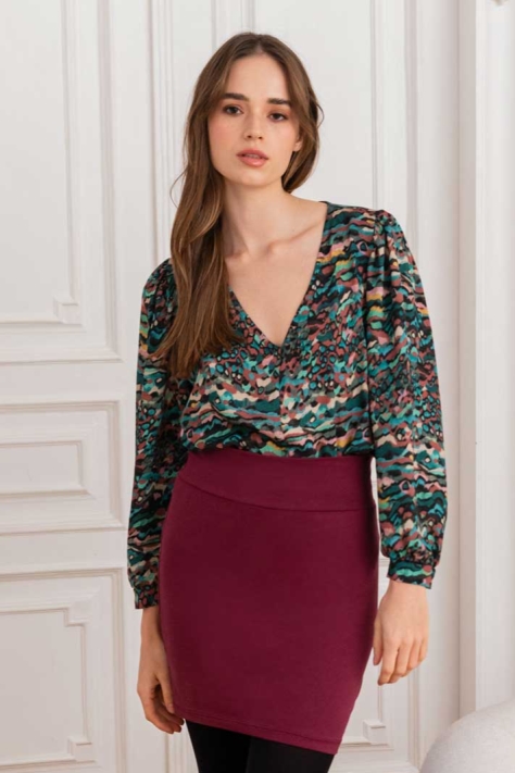 WiDDA Damen vegan Bluse Lubo Mit Grafikdruck Mehrfarbig