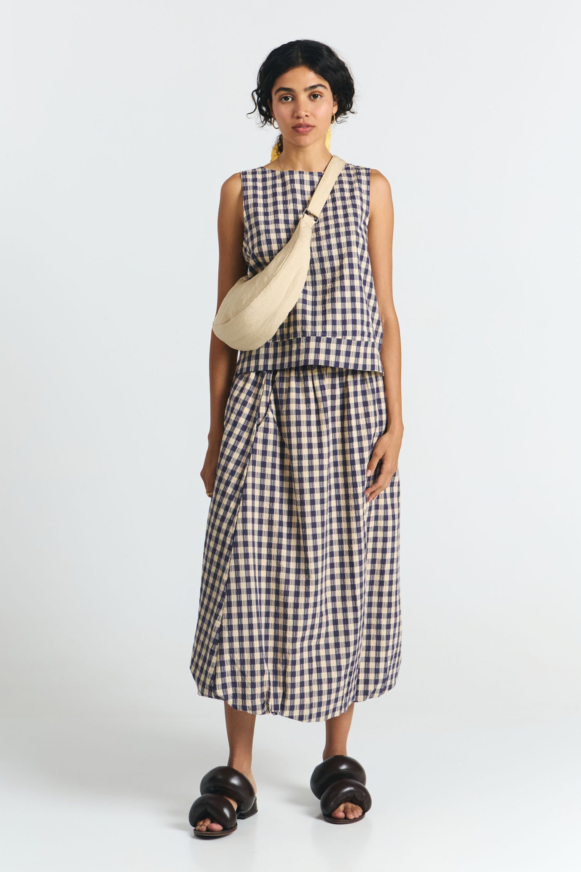 SUITE13LAB womens vegan Skirt Riva Check Beige/Black