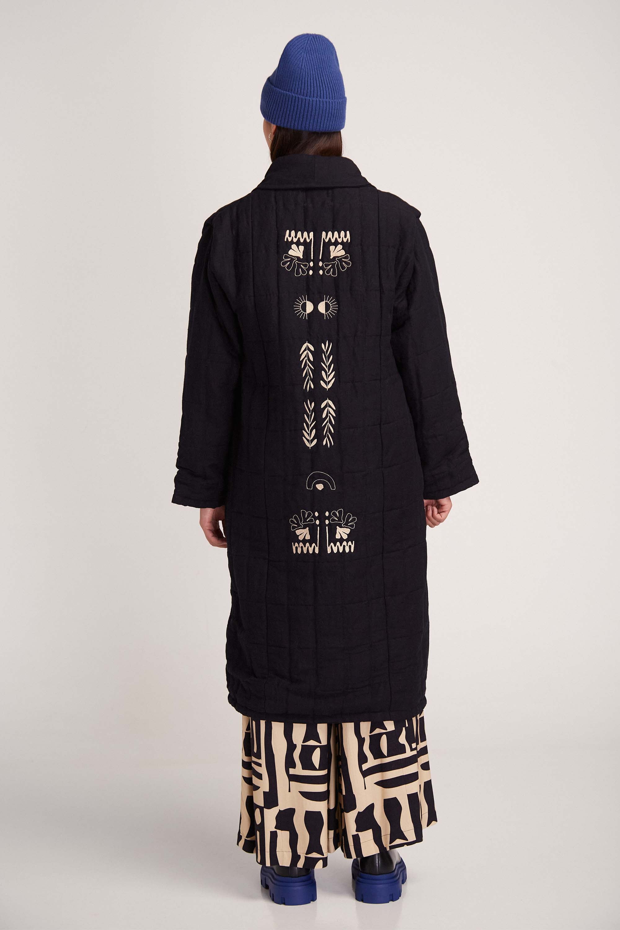 SUITE13LAB Damen vegan Mantel Boneto Schwarz