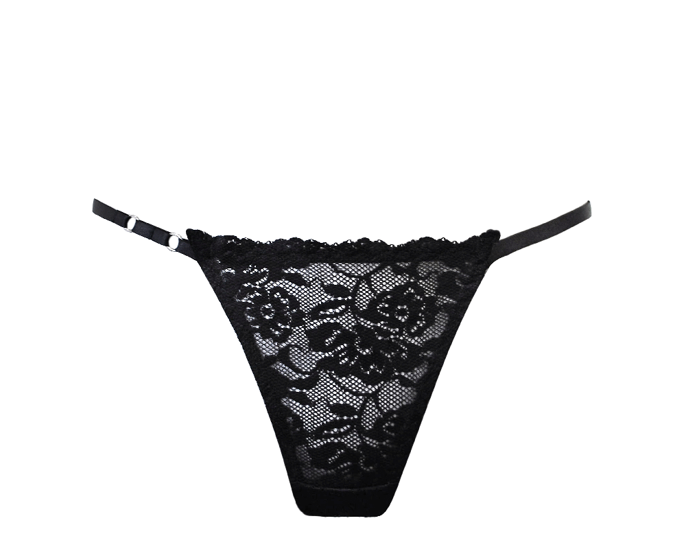 Anekdot womens vegan Thong Lace Amber String Black