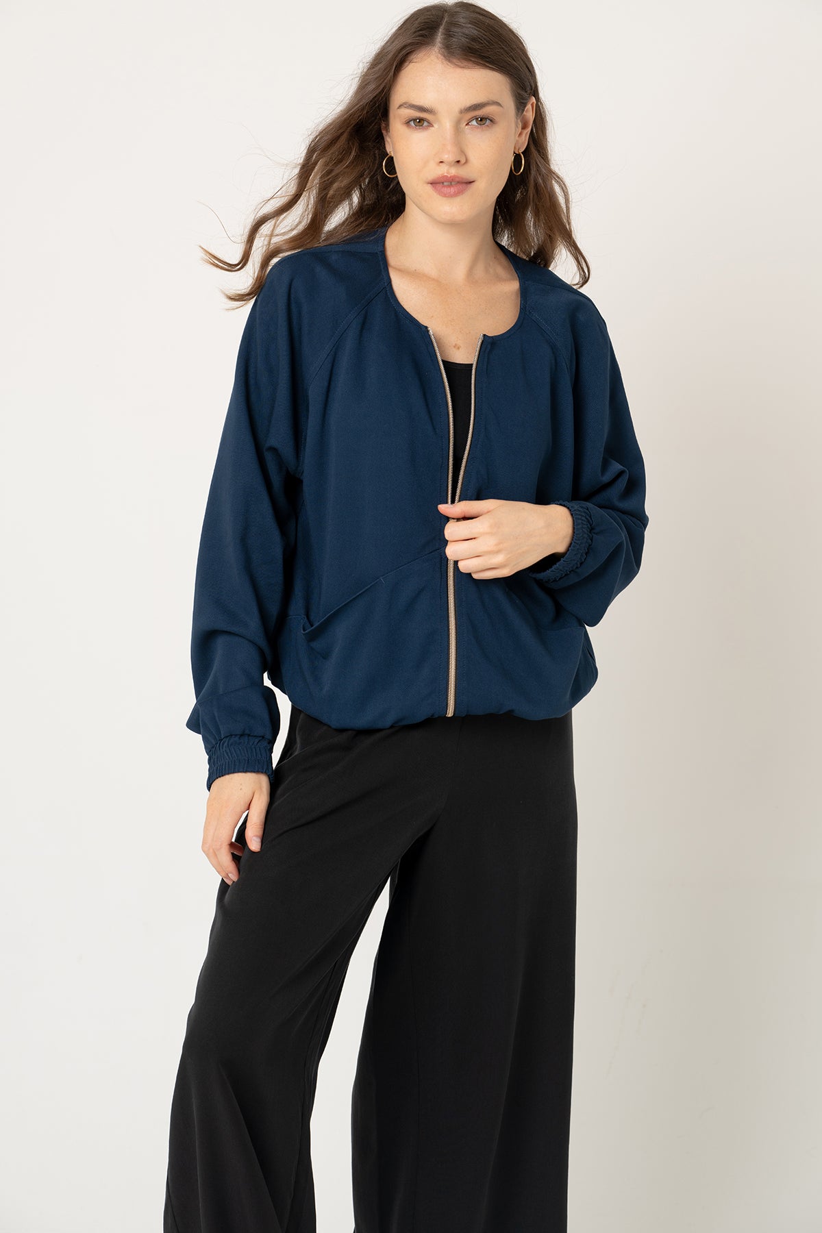 Image of LOVJOI dames vegan Jasje Blouson Boca Nightfall Blue