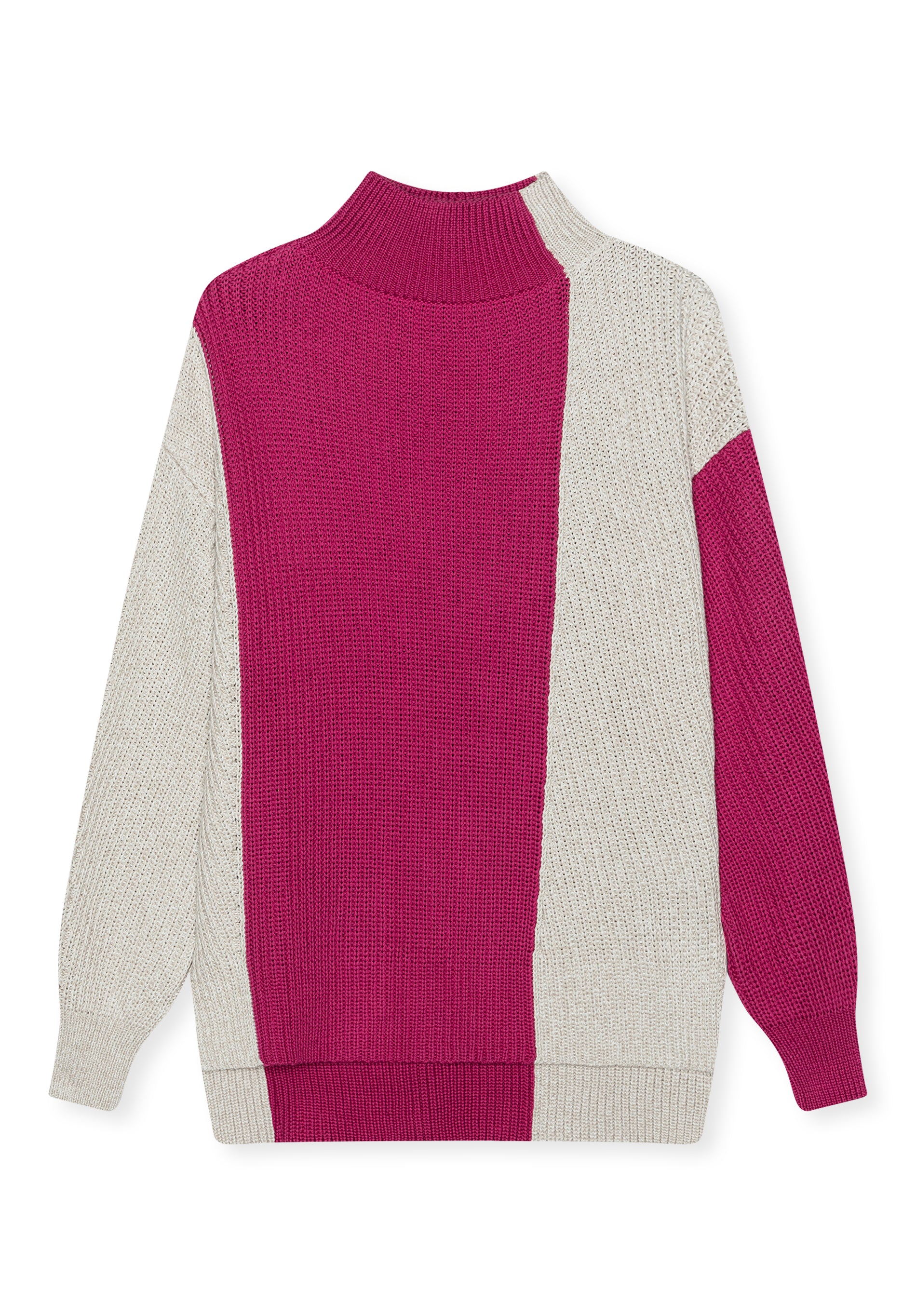 LOVJOI womens vegan Sweater Thelisa Ecru/Fuchsia
