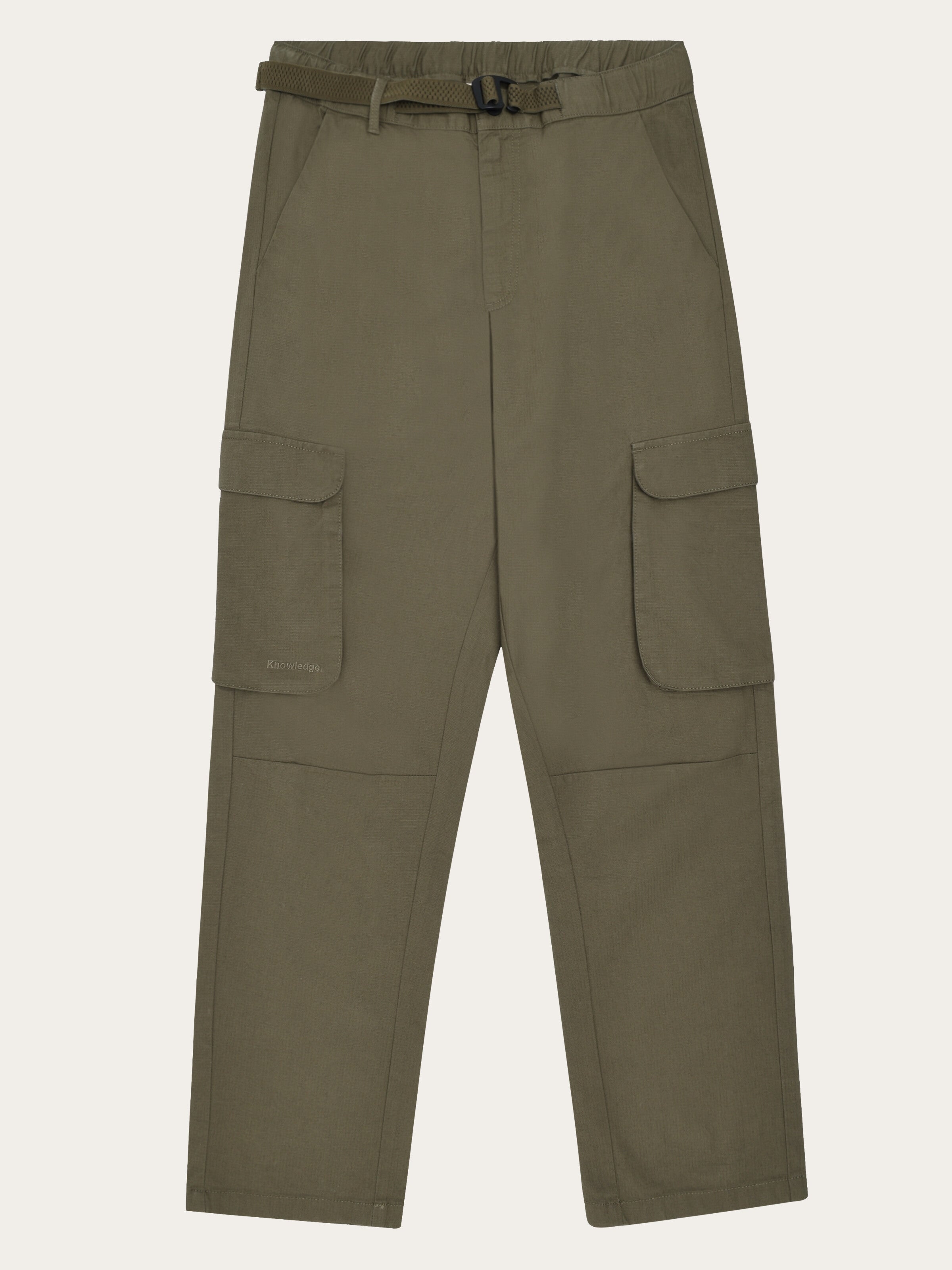 KnowledgeCotton Apparel Cargo Pants Flint Ripstop Belt Burned Olive
