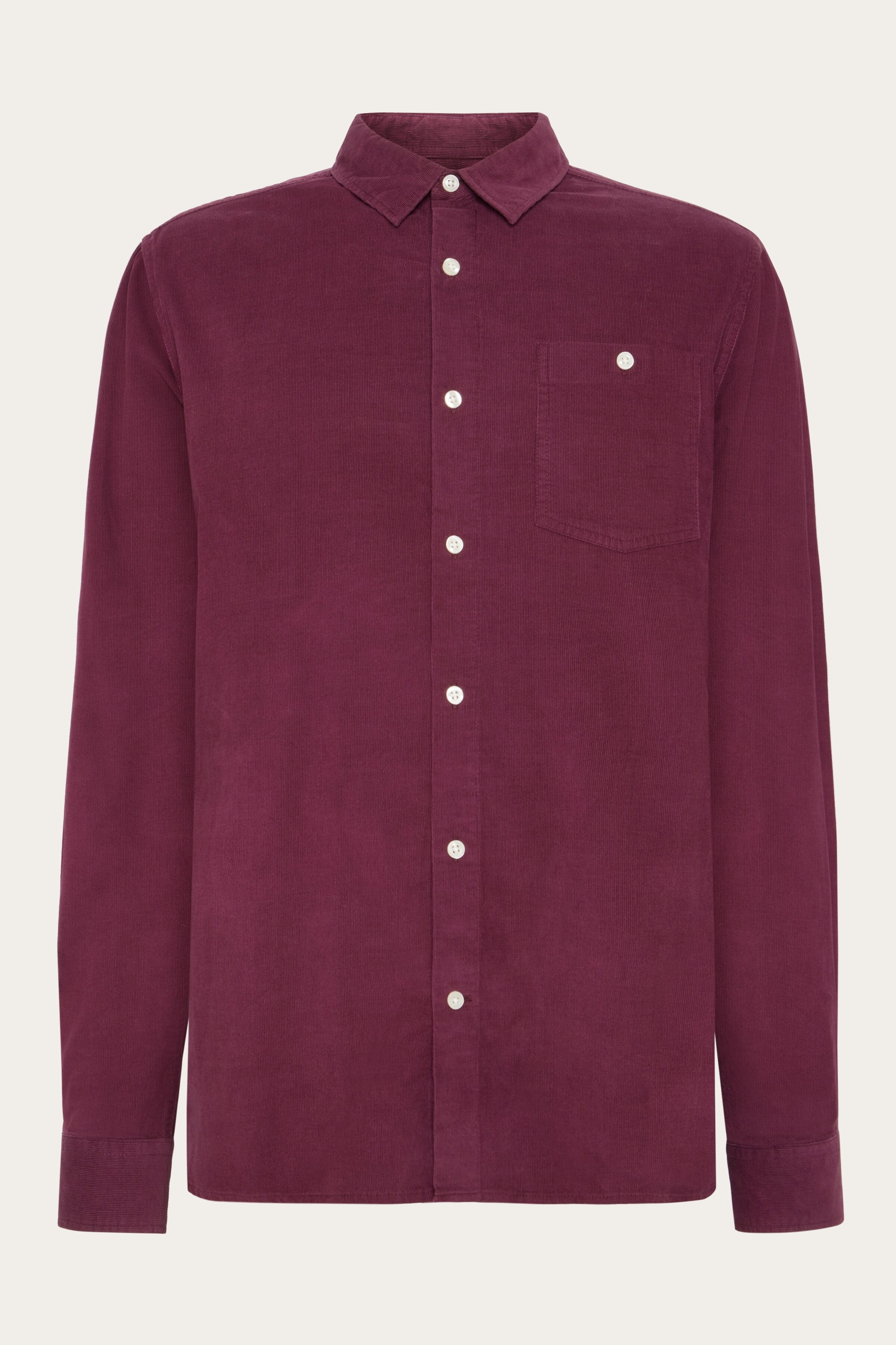 KnowledgeCotton Apparel Herren vegan Hemd Corduroy Regular Fig Lila