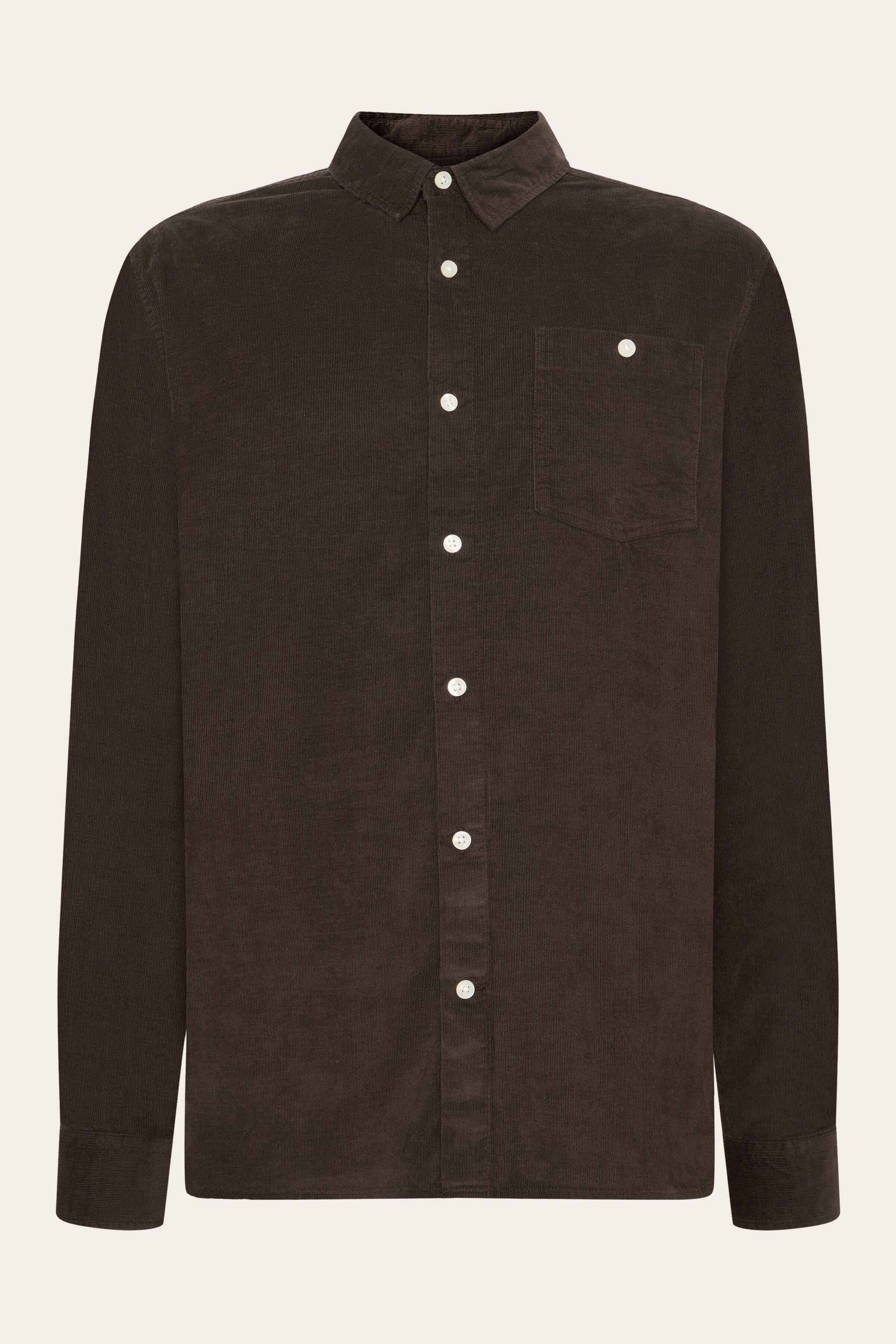 KnowledgeCotton Apparel Herren vegan Hemd Regular Corduroy Chocolate Torte