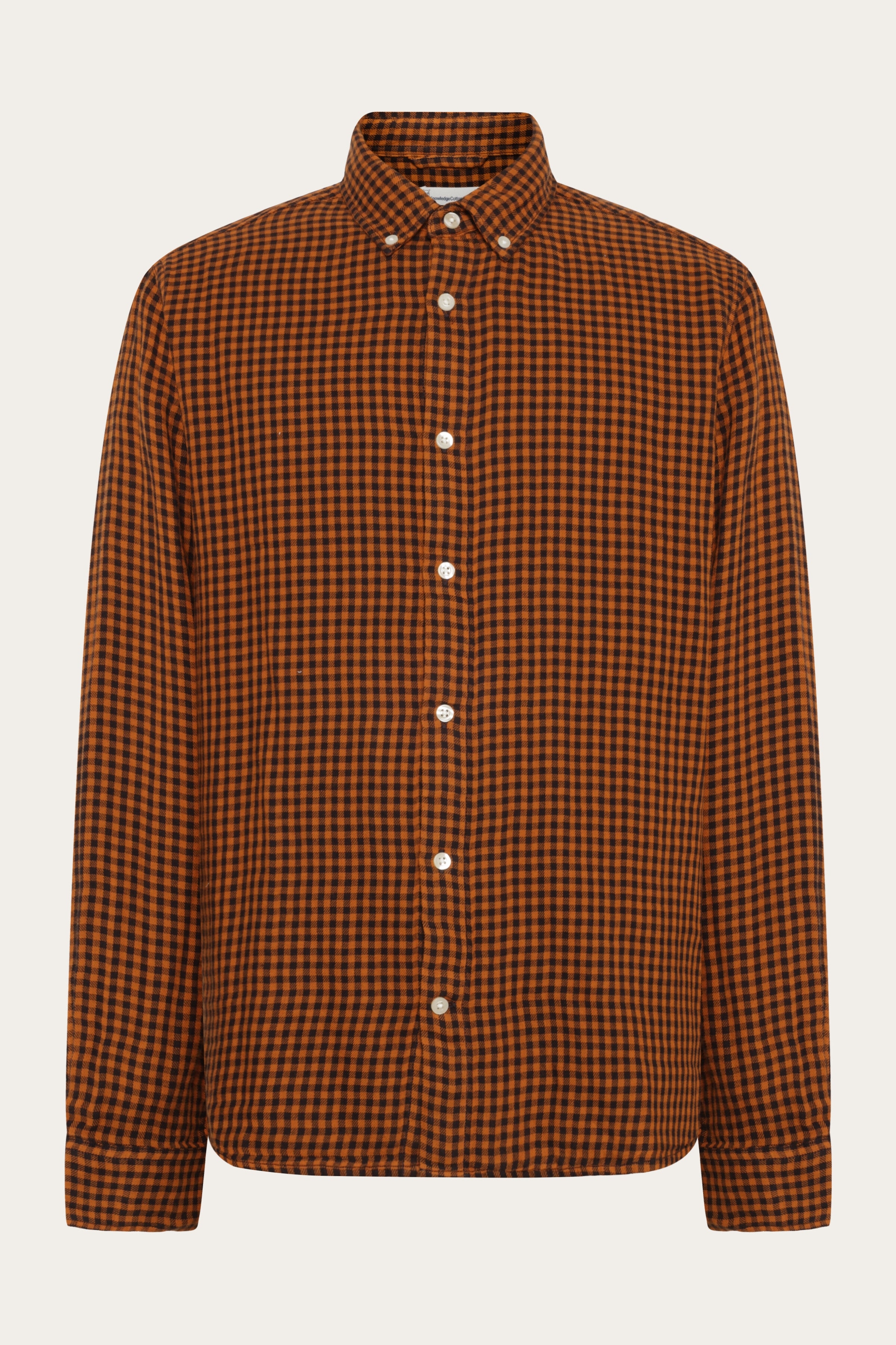 KnowledgeCotton Apparel Herren vegan Hemd Regular Double Layer Dark Brown Check