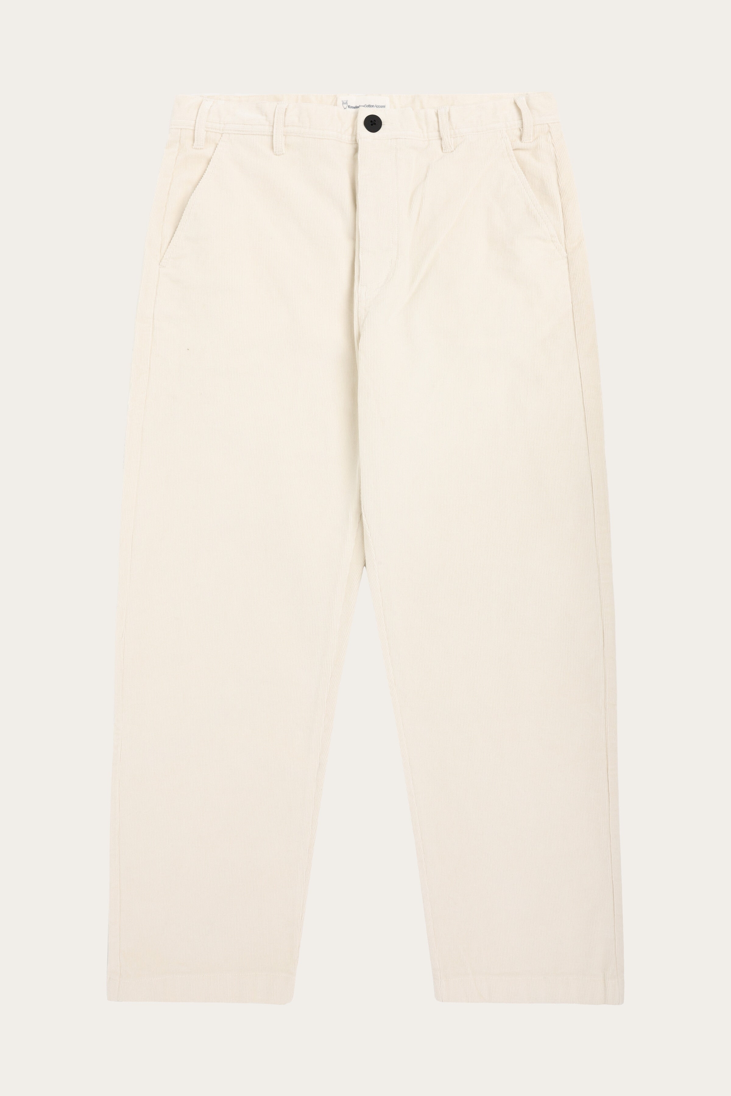 KnowledgeCotton Apparel Herren vegan Chino-Hose Flint Wide Corduroy Egret