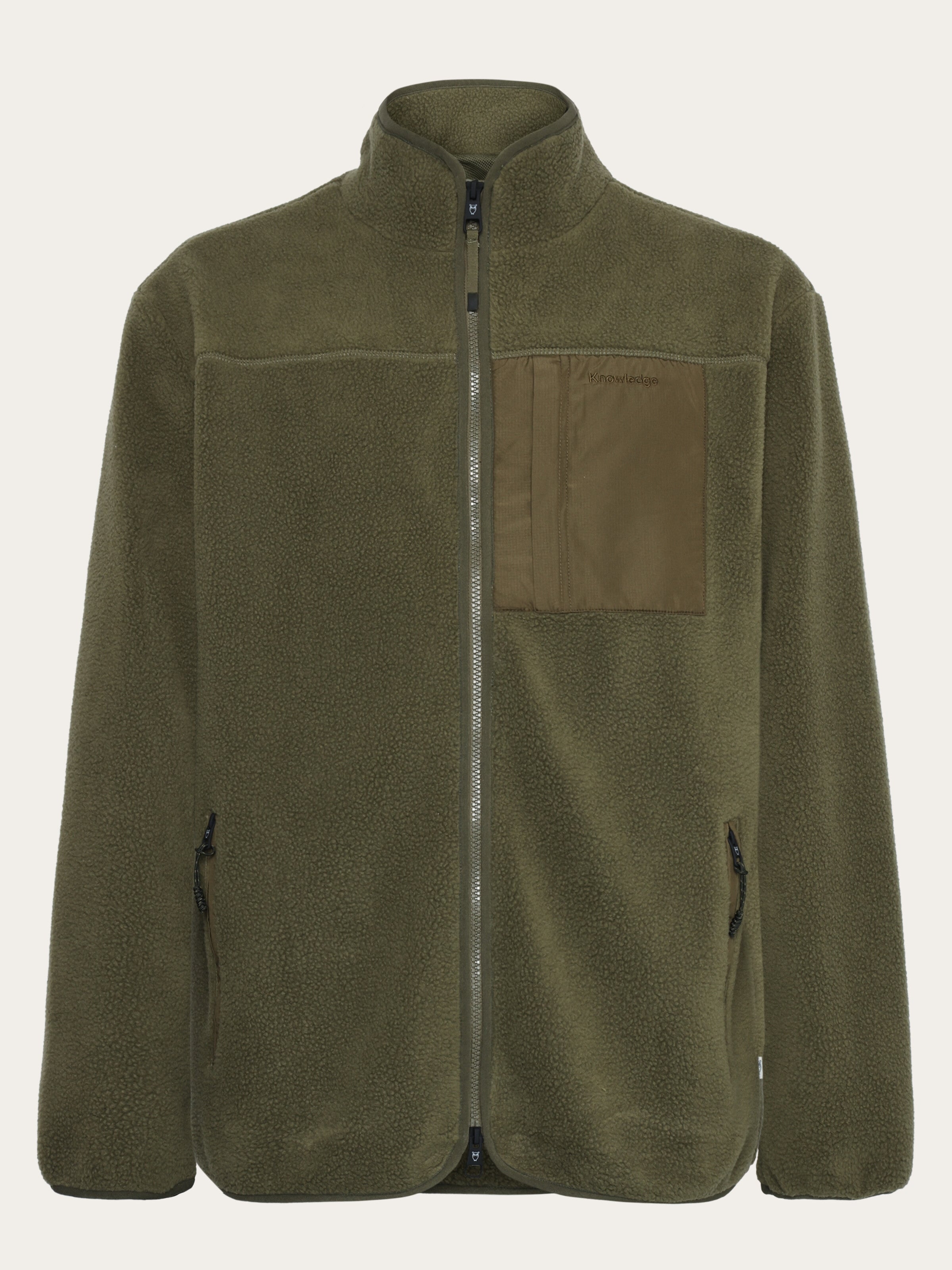 107891 - Herren vegan Fleecejacke Loose Fit Zip Burned Olive 107891 - Herren vegan Fleecejacke Loose Fit Zip Burned Olive