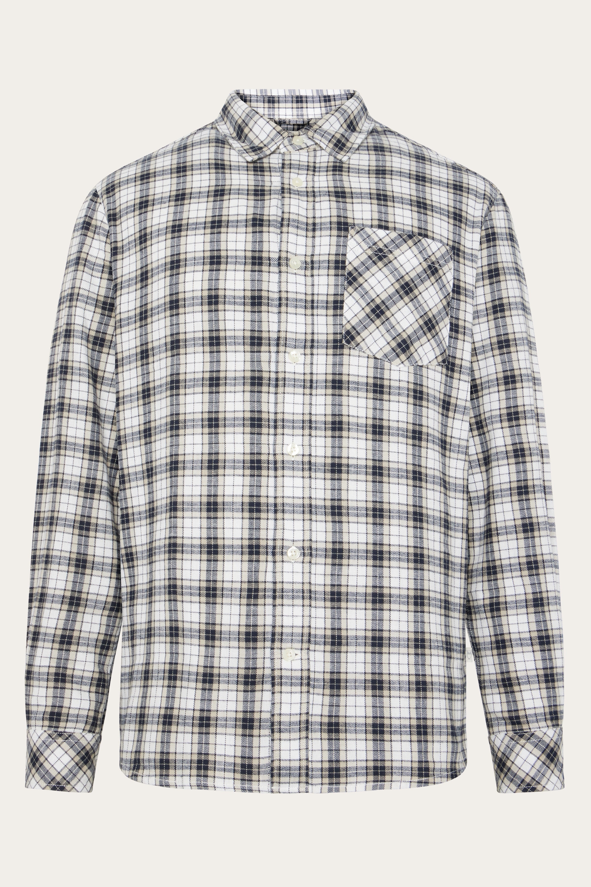 KnowledgeCotton Apparel Herren vegan Hemd Flanell Kariert Blau